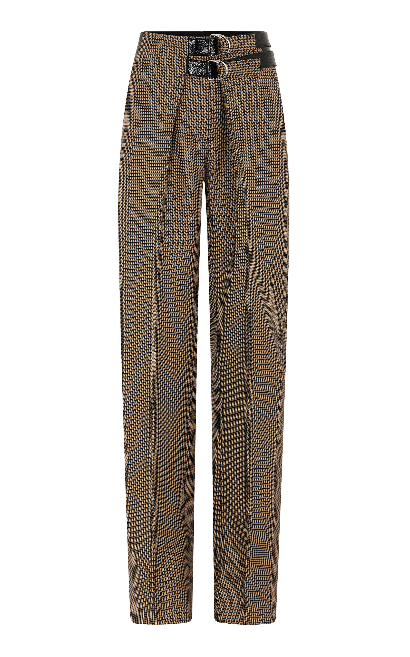 Rabanne Belted Wool Straight-Leg Pants