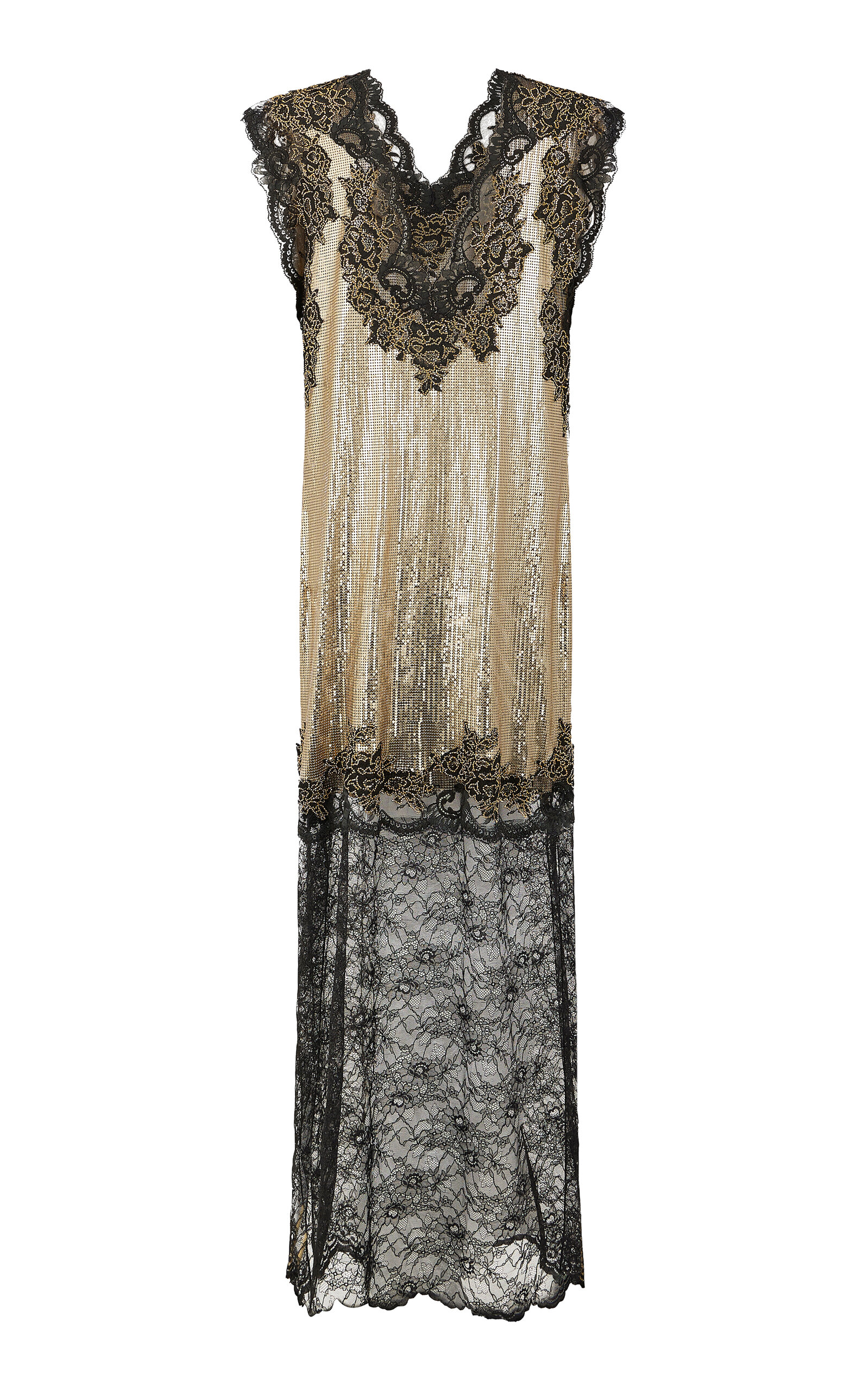 Rabanne Metallic Lace-Panelled Maxi Dress