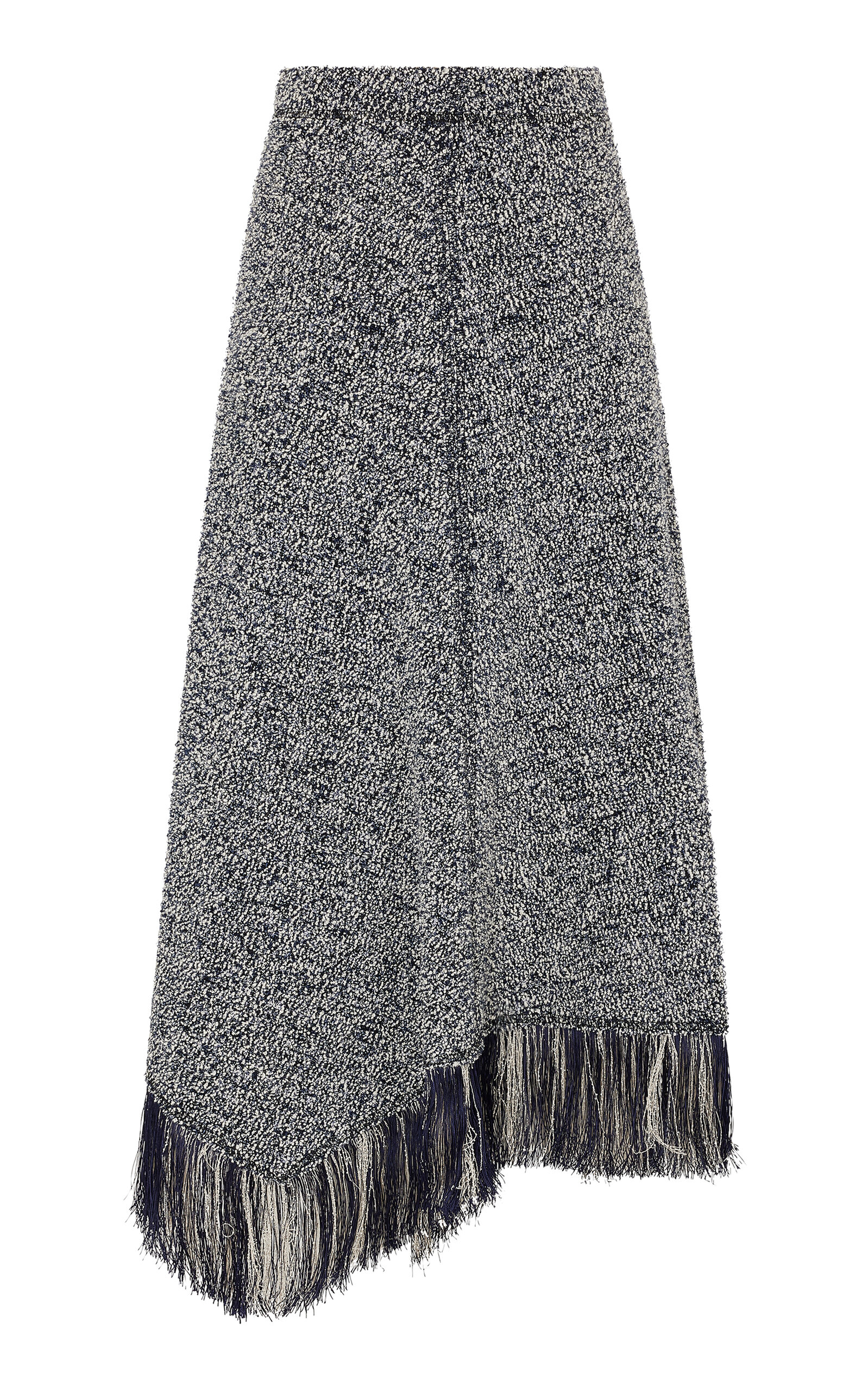 Rabanne Fringed Bouclé Midi Skirt In Gray