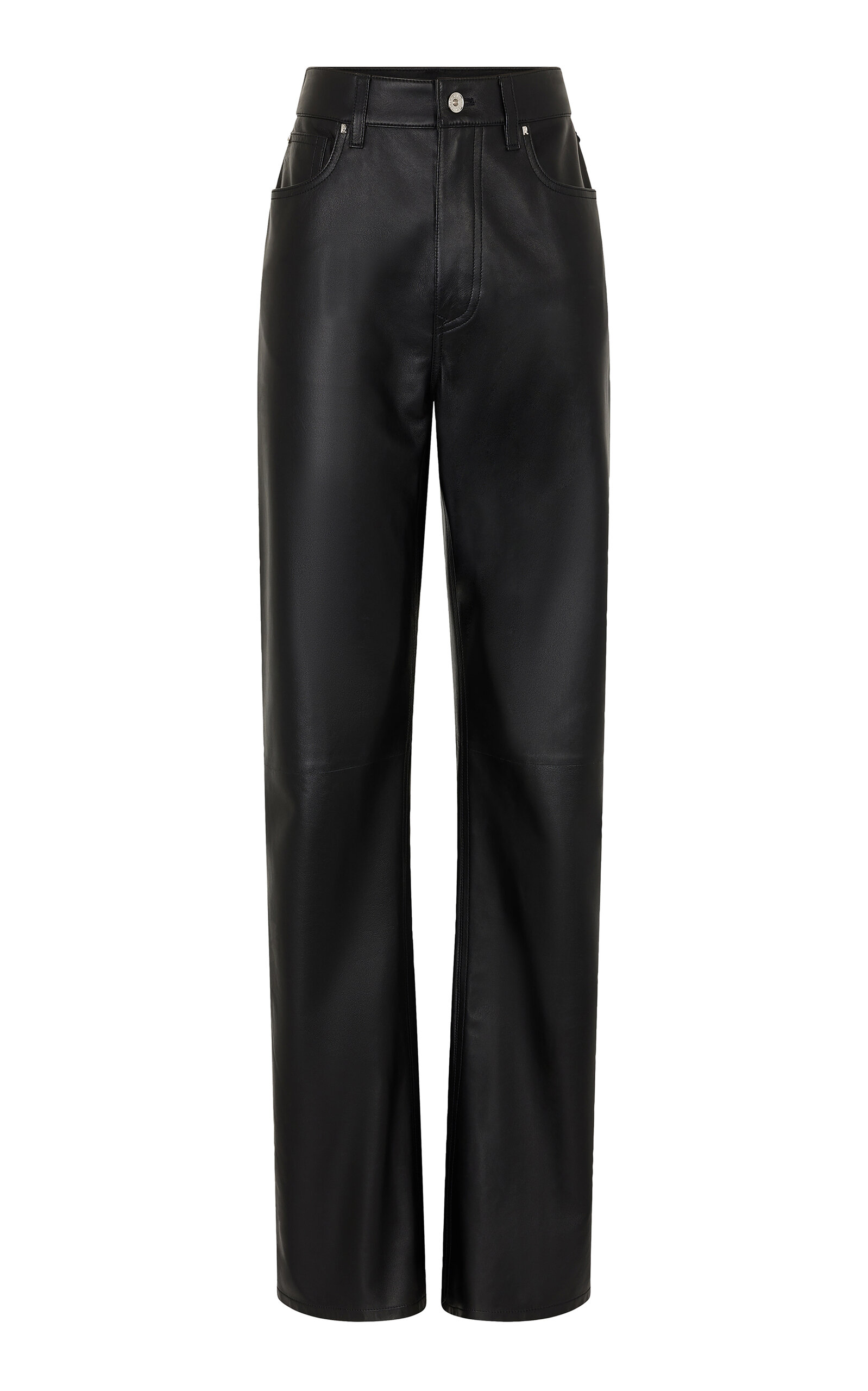 Rabanne Leather Straight-leg Pants In Black