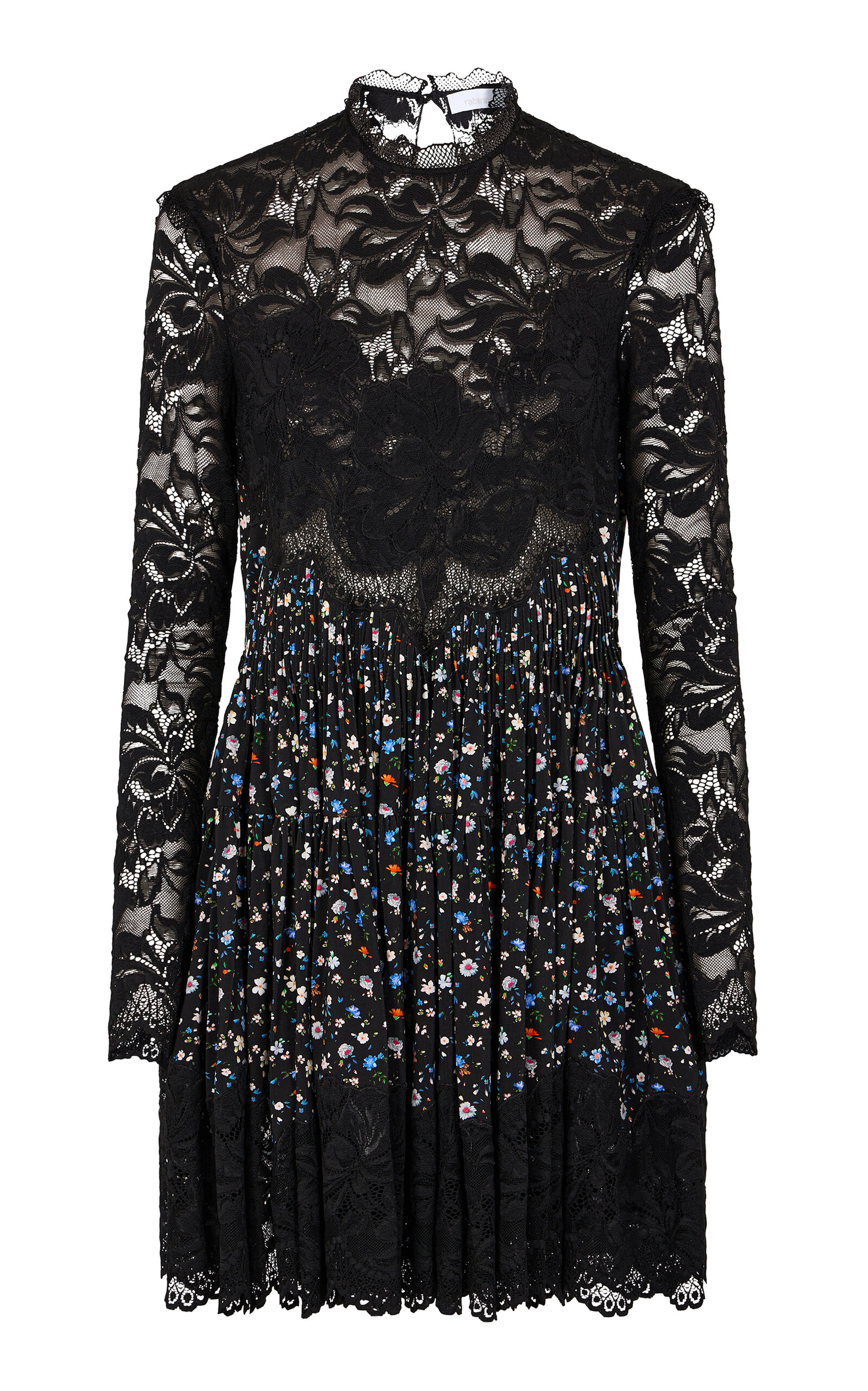 Rabanne Lace-Paneled Crepe Mini Dress - Black