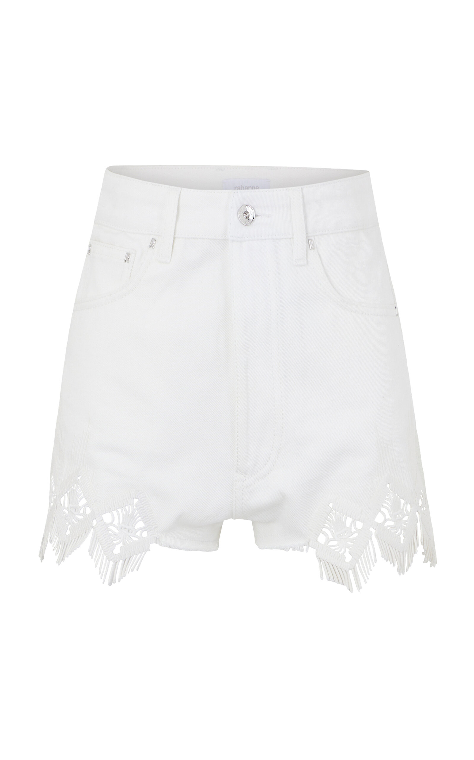 Rabanne Embroidered Denim Shorts In White
