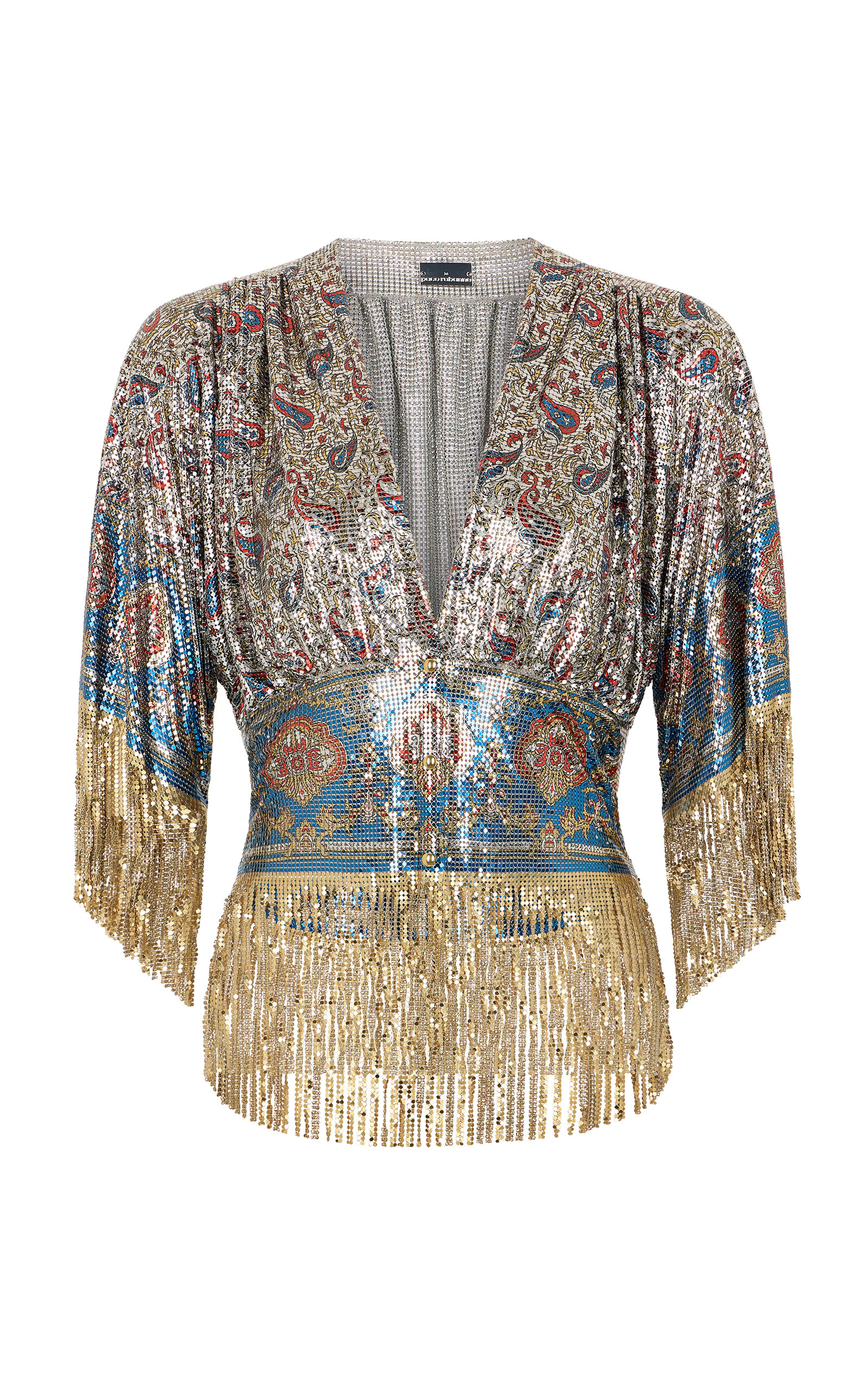 Rabanne Fringed Chainmail Top In Multi
