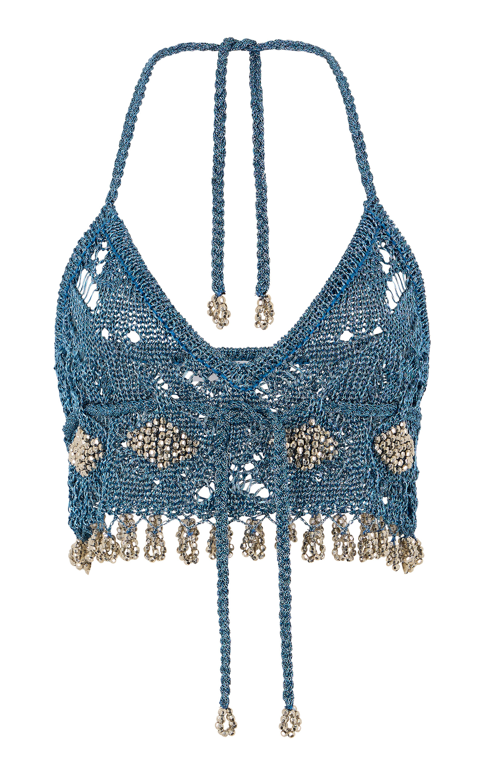 Embellished Metallic Knit Top