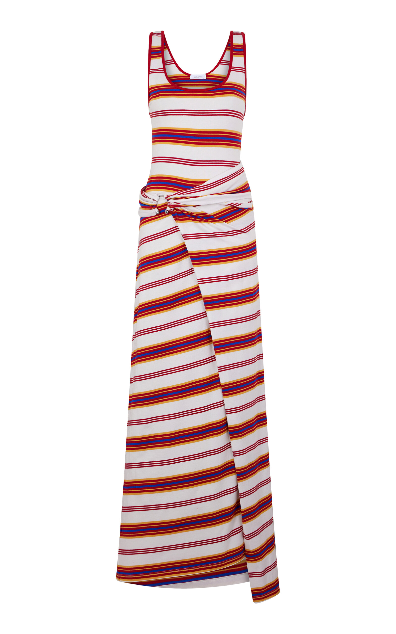 Rabanne Embellished Striped Stretch-jersey Midi Dress In Stripe