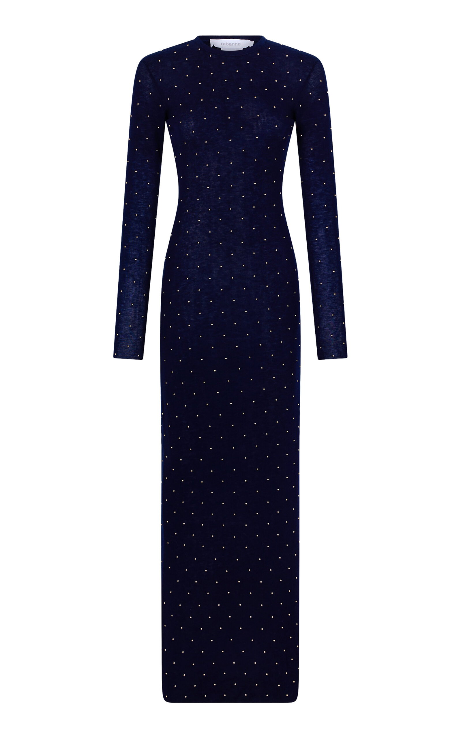 Rabanne Embellished Wool-blend Maxi Dress In Blue