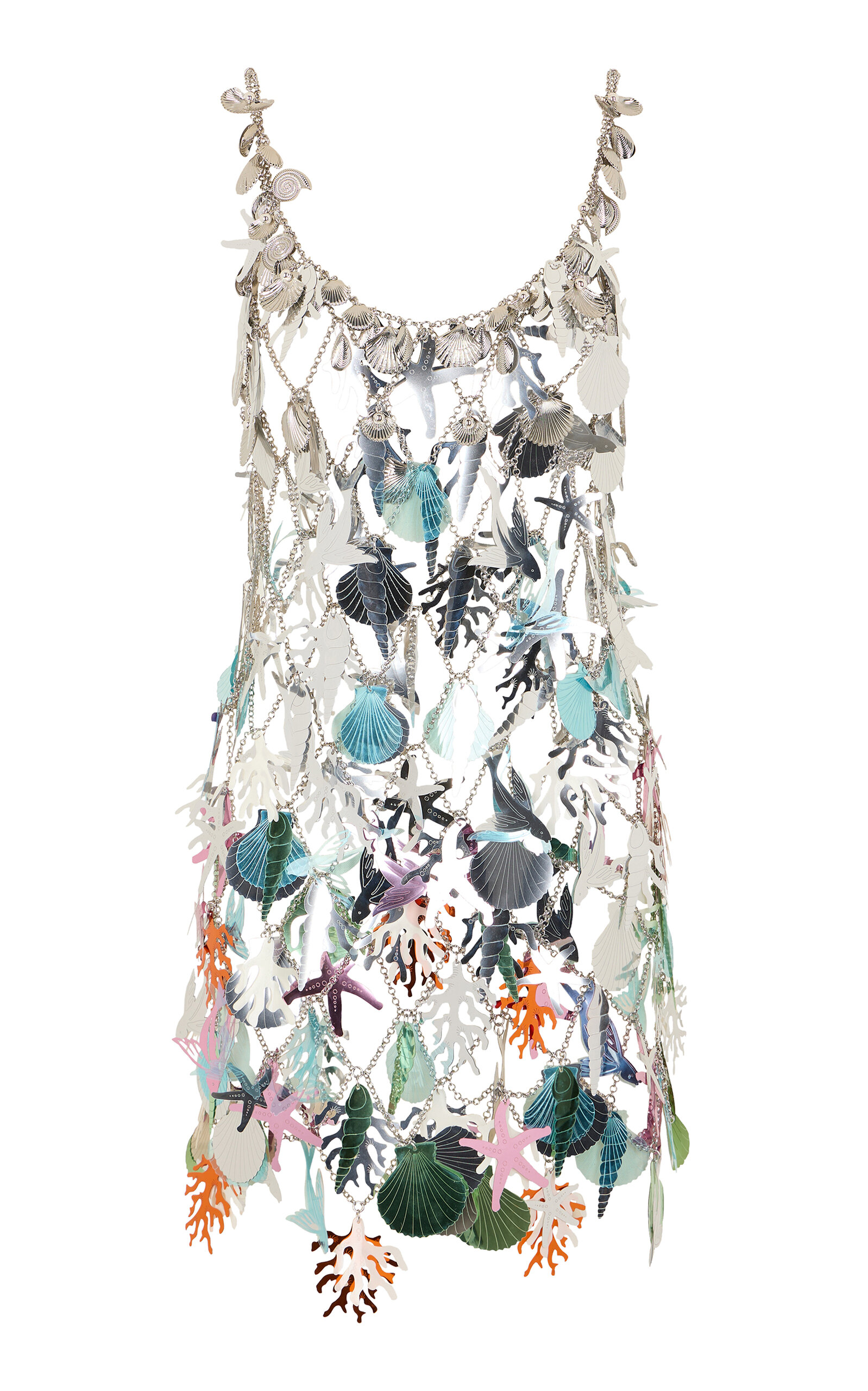 Rabanne Charm-detailed Chainmail Mini Dress In Metallic