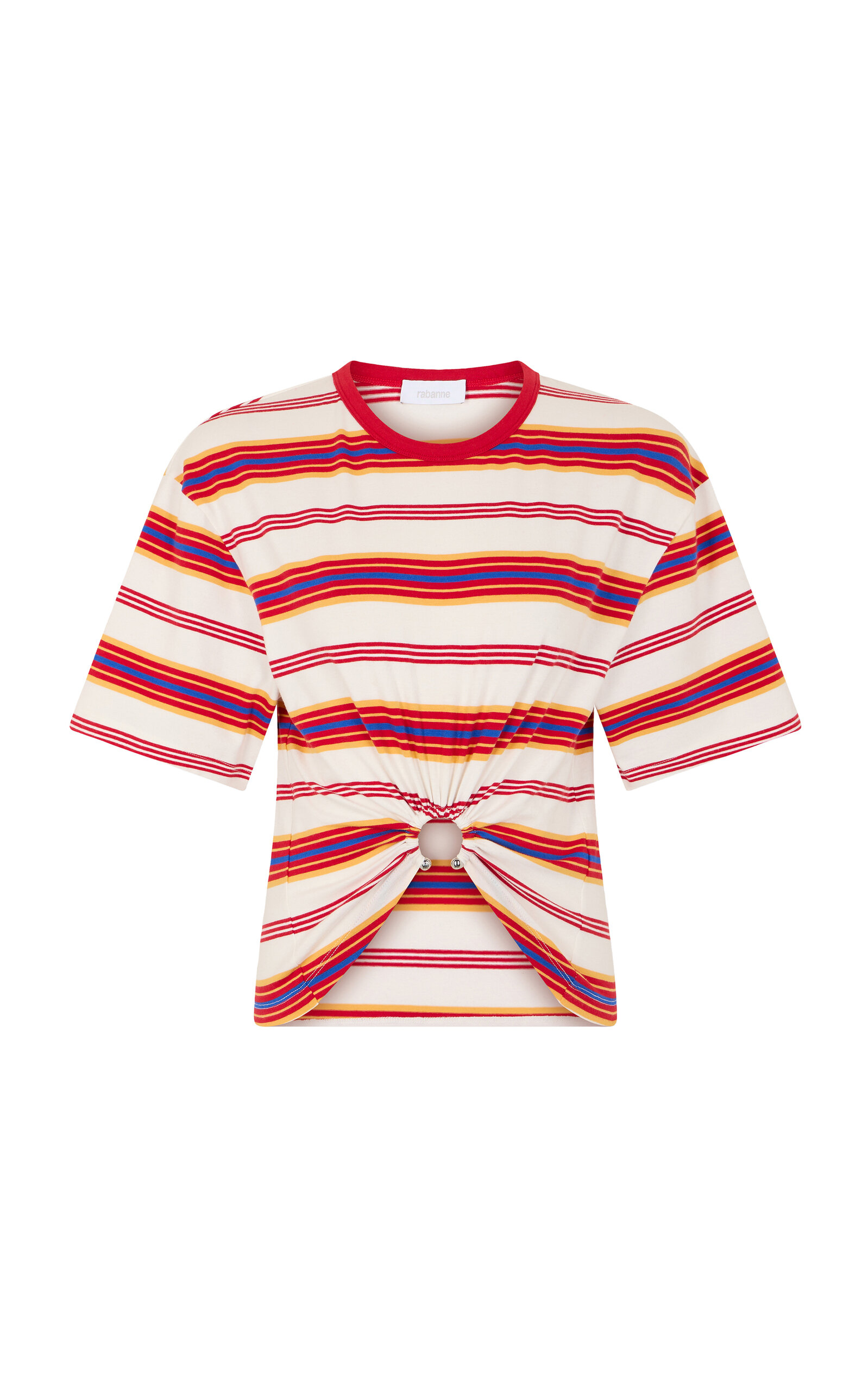 Rabanne Embellished Striped Cotton-blend Jersey T-shirt In Multi