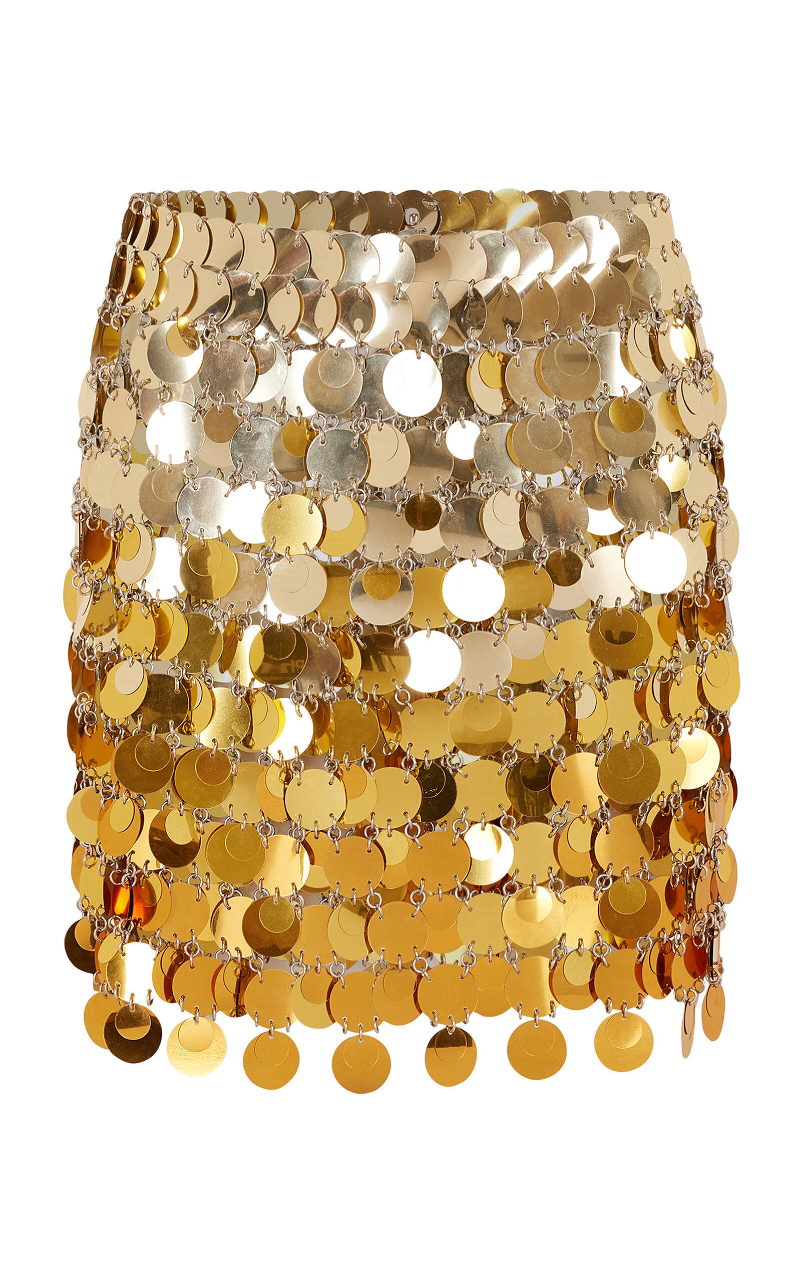 Rabanne Multi-color Dot-sequin Chainmail Mini Skirt In Gold