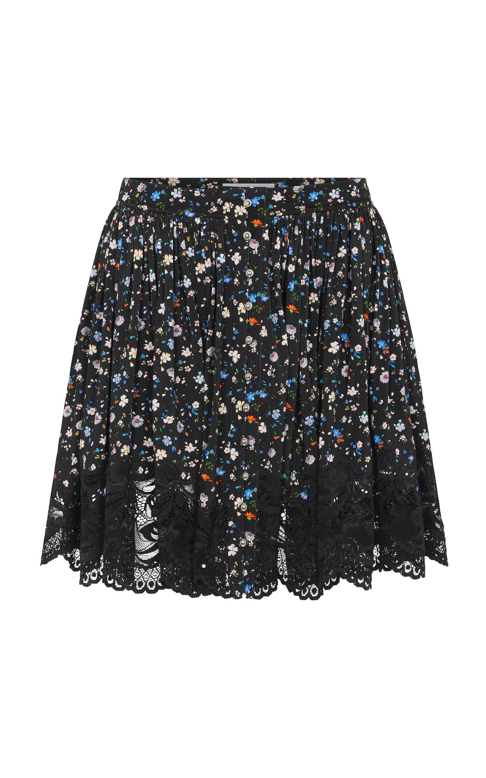 Rabanne Lace-trimmed Crepe Mini Skirt In Black