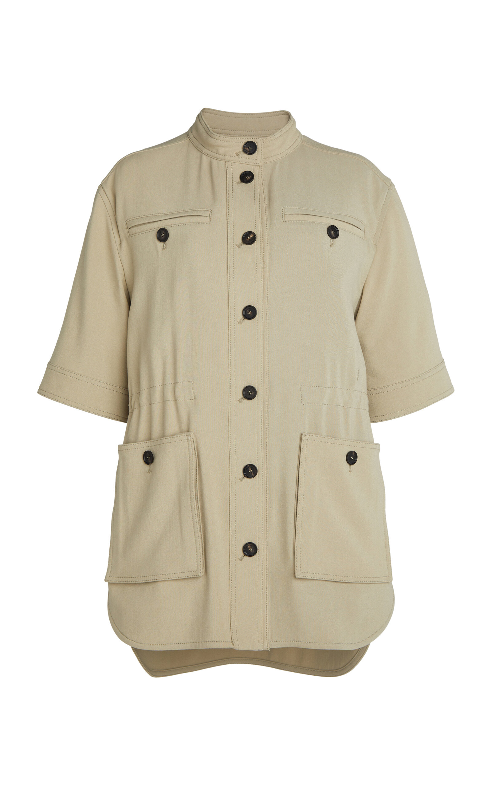 Ferragamo Longline Cotton-blend Utility Jacket In Tan