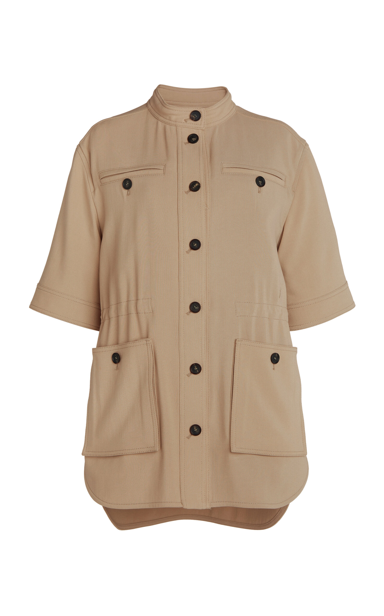 Ferragamo Longline Cotton-Blend Utility Jacket - Tan - Women's Clothing