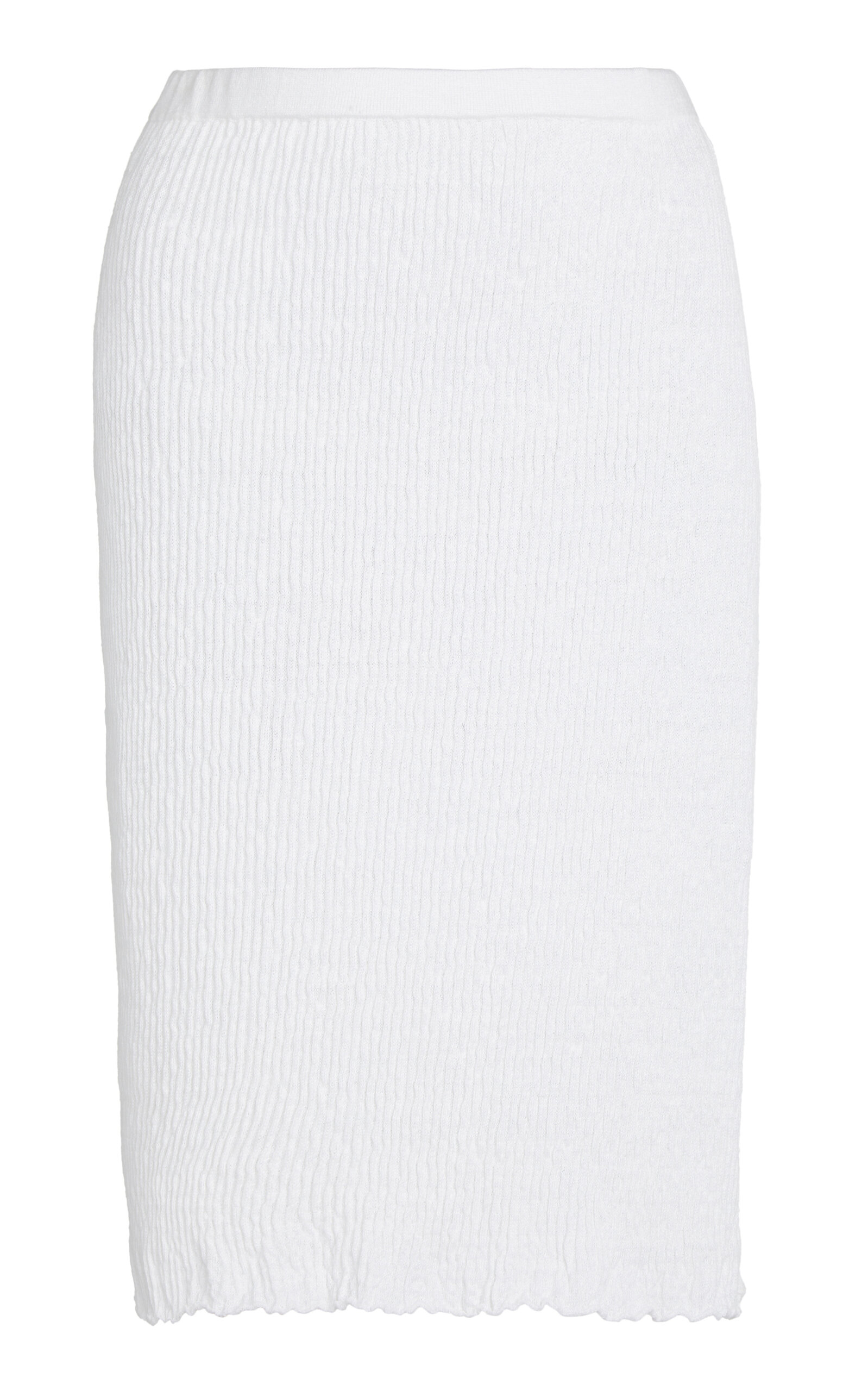 Ferragamo Crinkled-Knit Linen-Blend Pencil Skirt - White