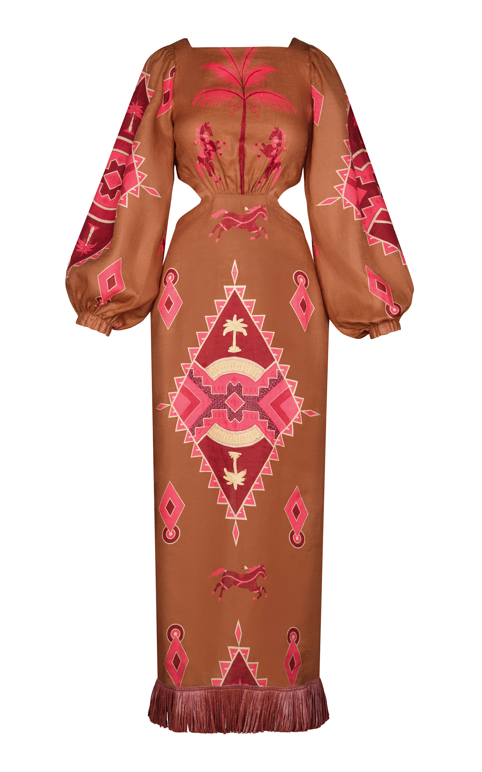 Johanna Ortiz Geometric Horizon Linen Maxi Dress - Multi