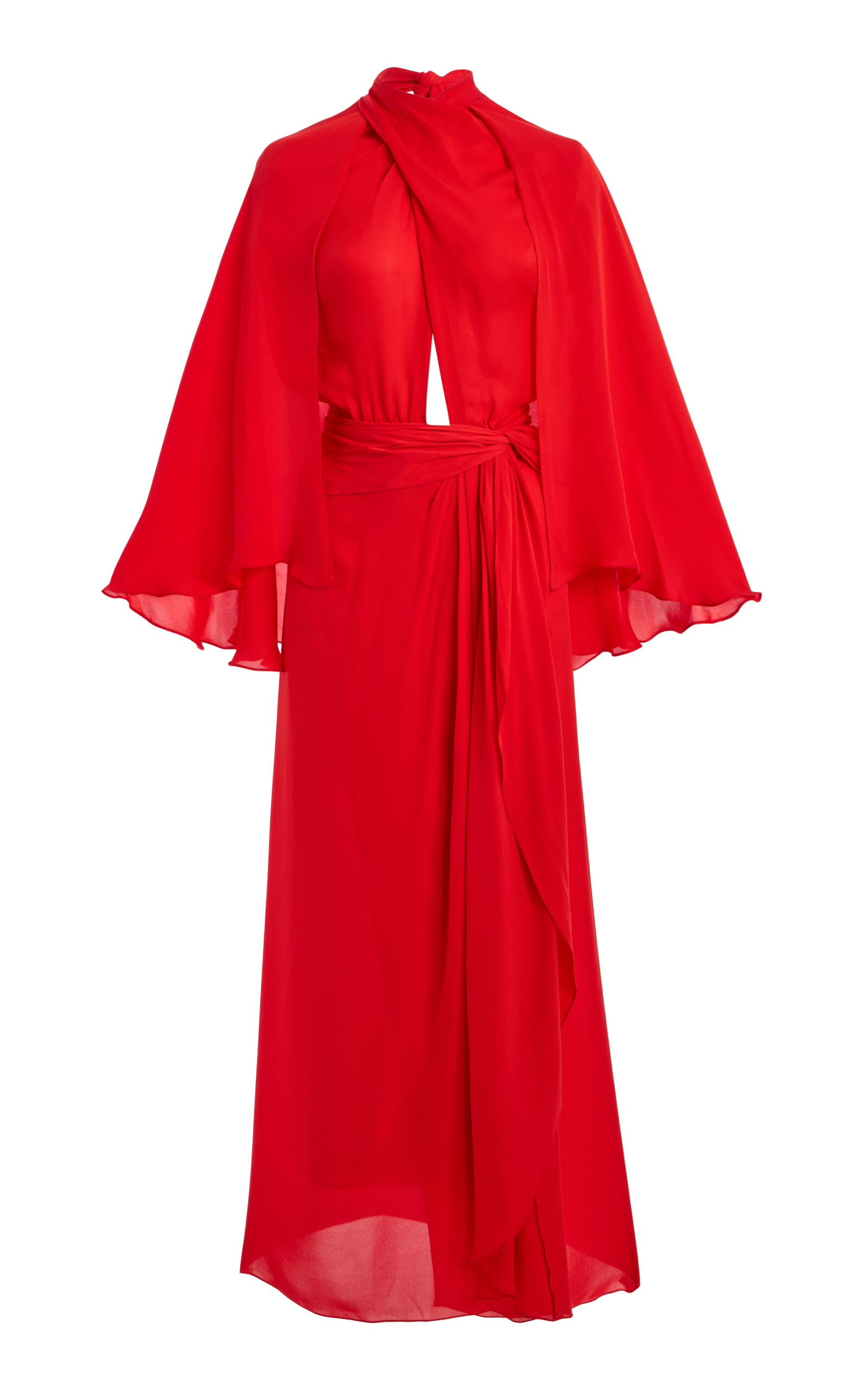 Johanna Ortiz Cape Town Draped Silk Maxi Dress - Red - Women's Clothing