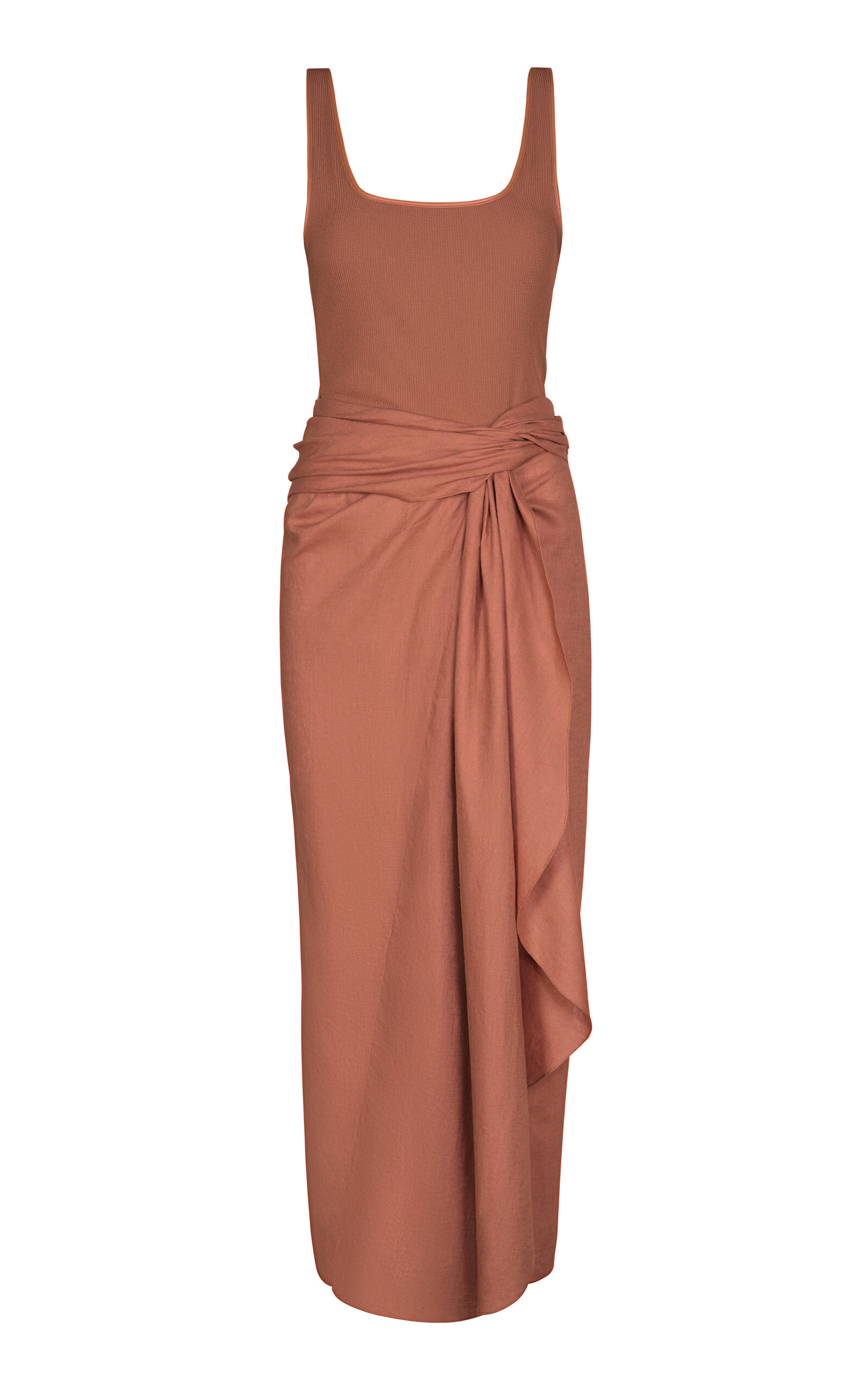 Johanna Ortiz Encanto Pacifico Linen Maxi Dress In Tan