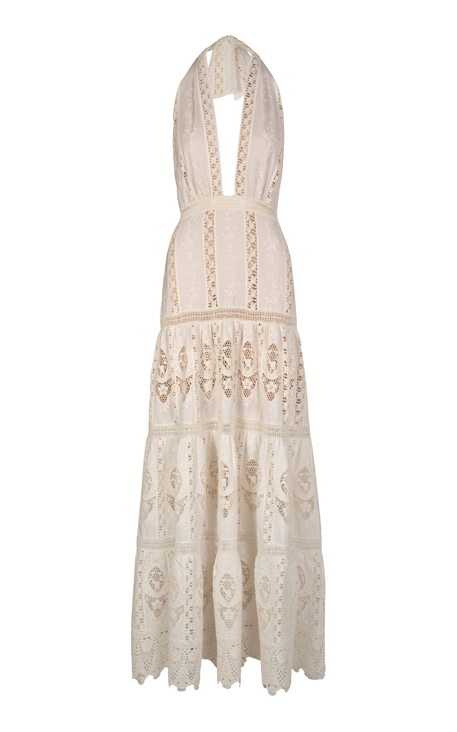 Johanna Ortiz Luz Tropical Halter Maxi Dress In Ivory