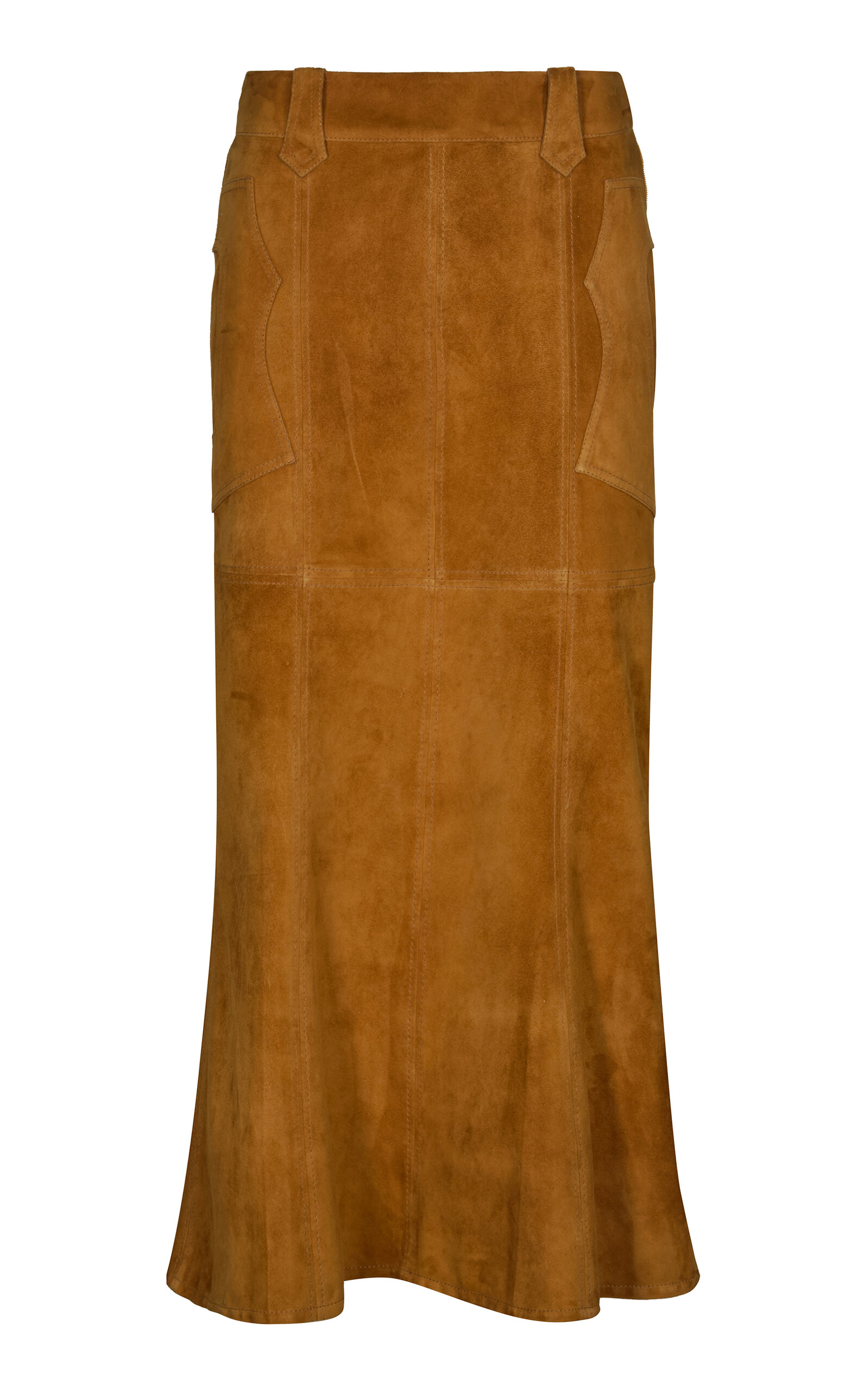 Johanna Ortiz Sundown Becerro Leather Midi Skirt In Brown