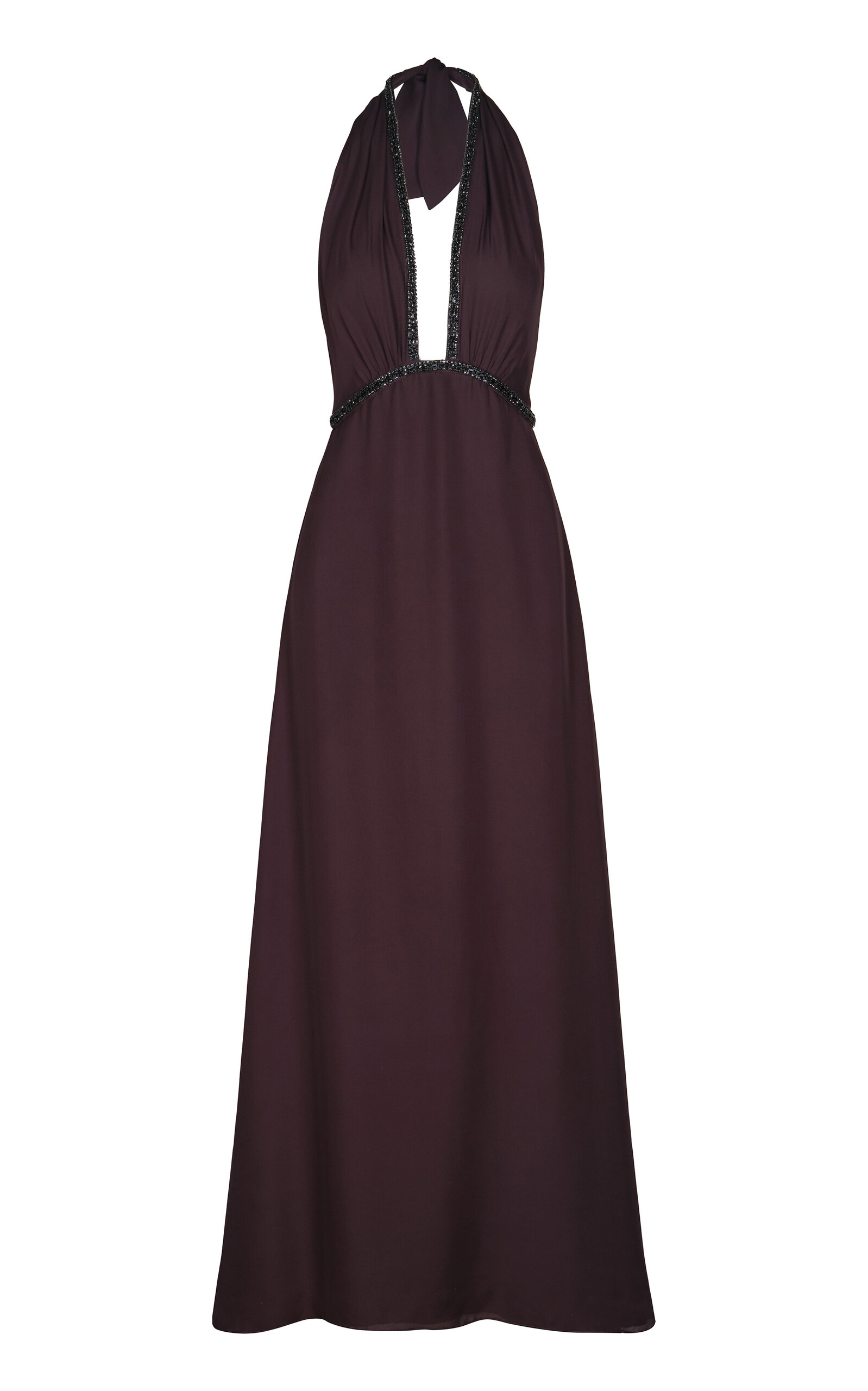 Shop Johanna Ortiz New Destiny Silk Halter Maxi Dress In Brown