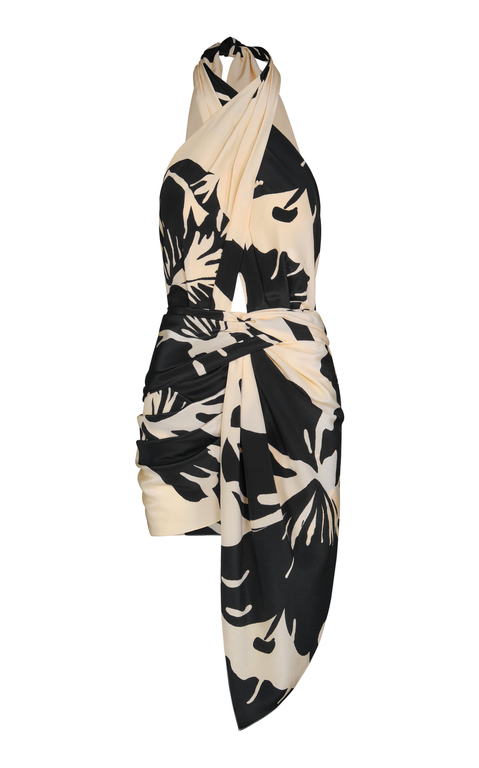 Johanna Ortiz Halterneck Floral Silk Minidress In Multi