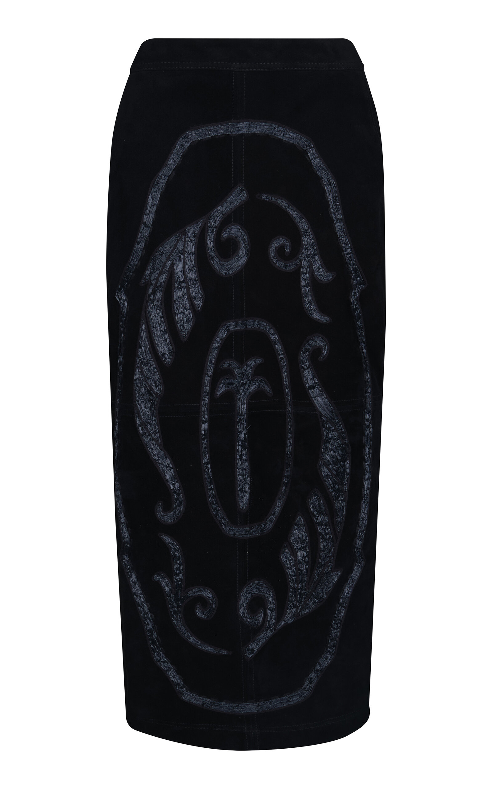 Johanna Ortiz Pueblo Ancestral Goat Leather Midi Skirt - Black