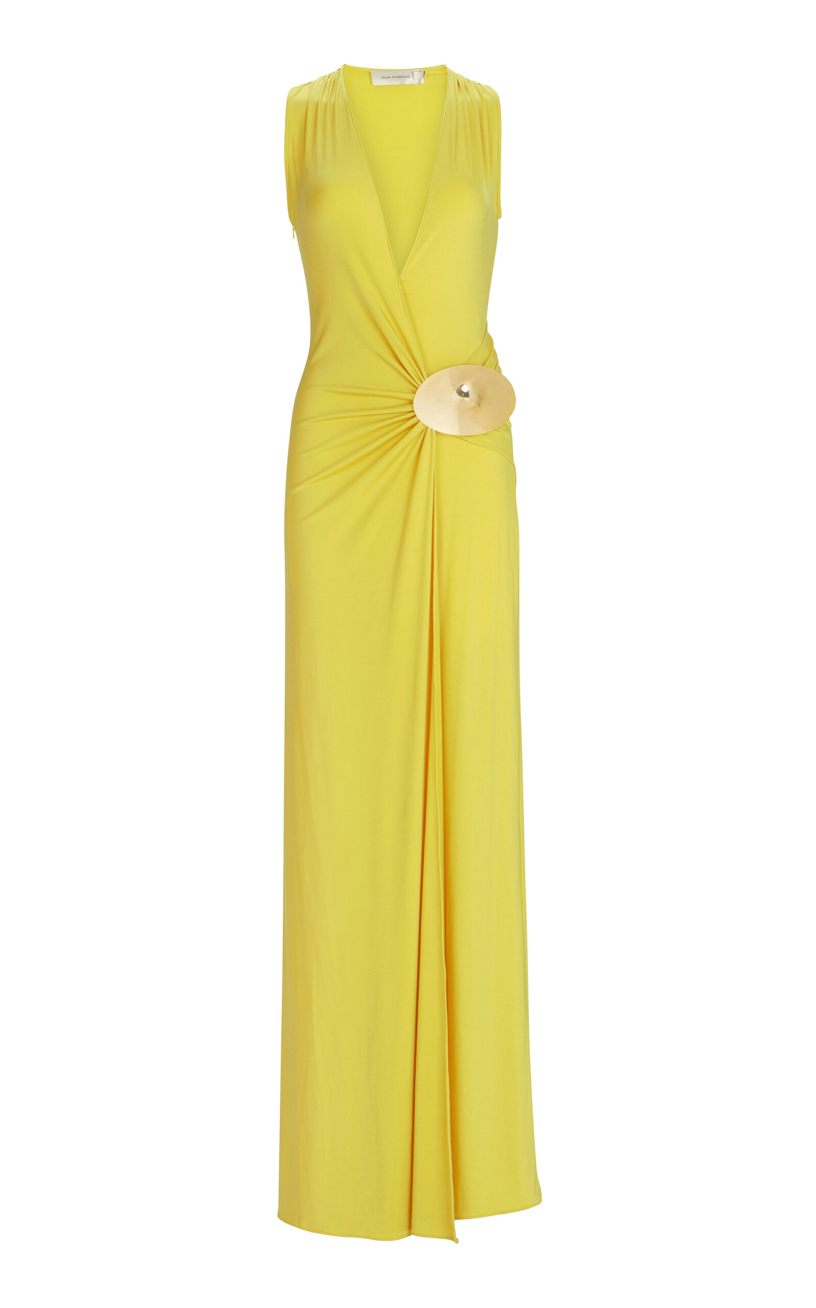 Silvia Tcherassi Fadila Gathered Jersey Maxi Dress - Yellow