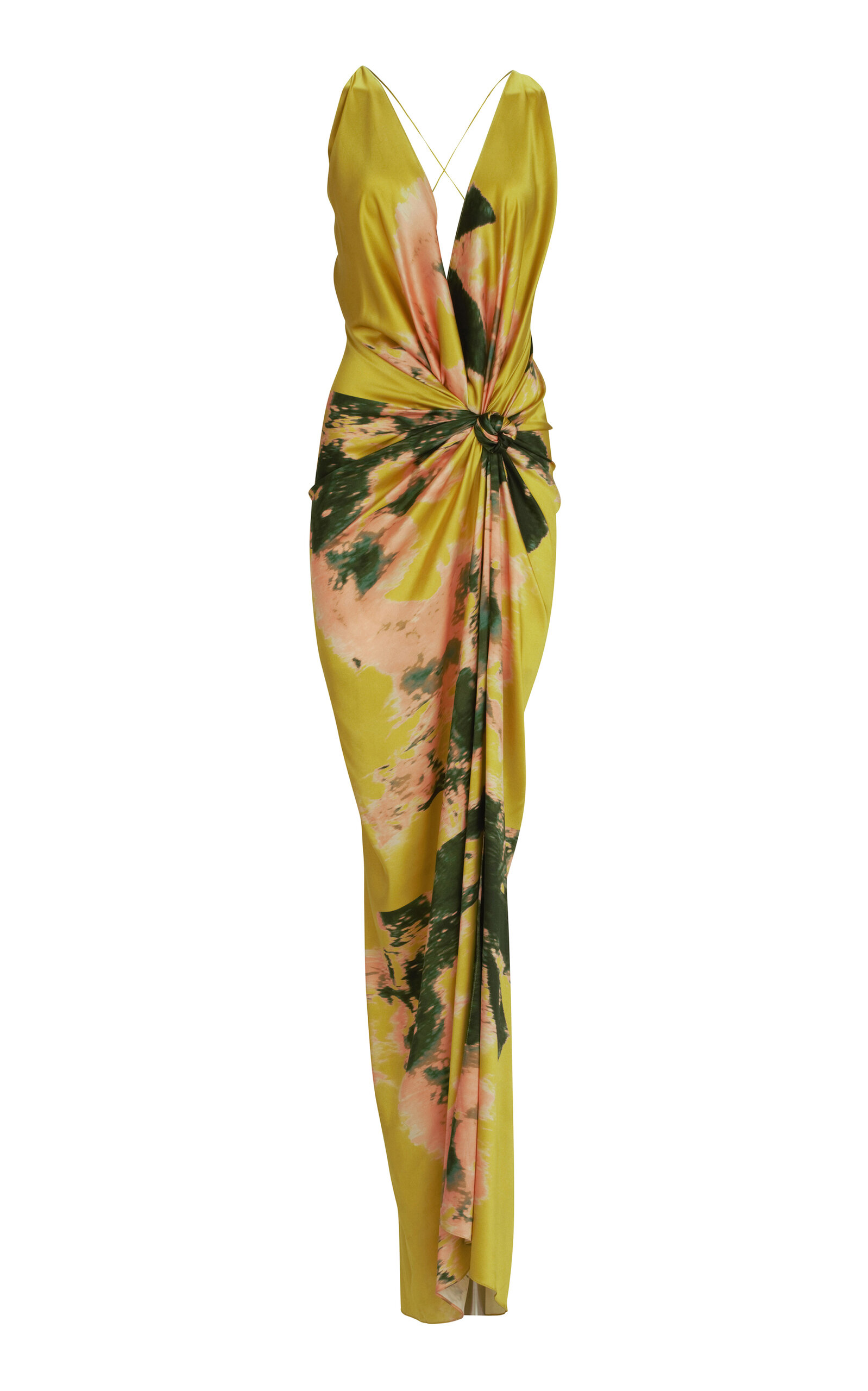 Silvia Tcherassi Sabrina Gathered Stretch-silk Maxi Dress In Multi