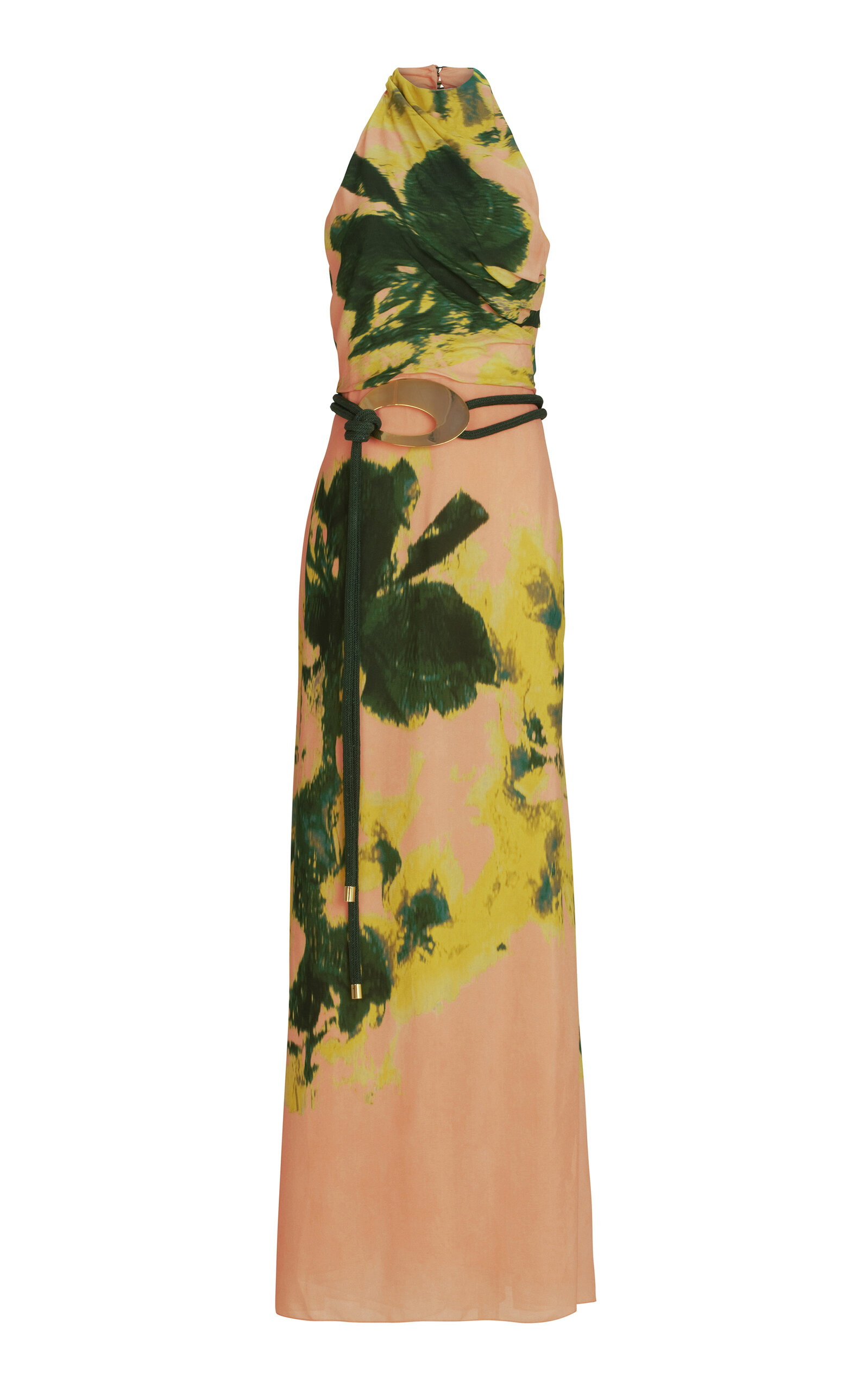 Ellis Floral Crepe Halter Maxi Dress