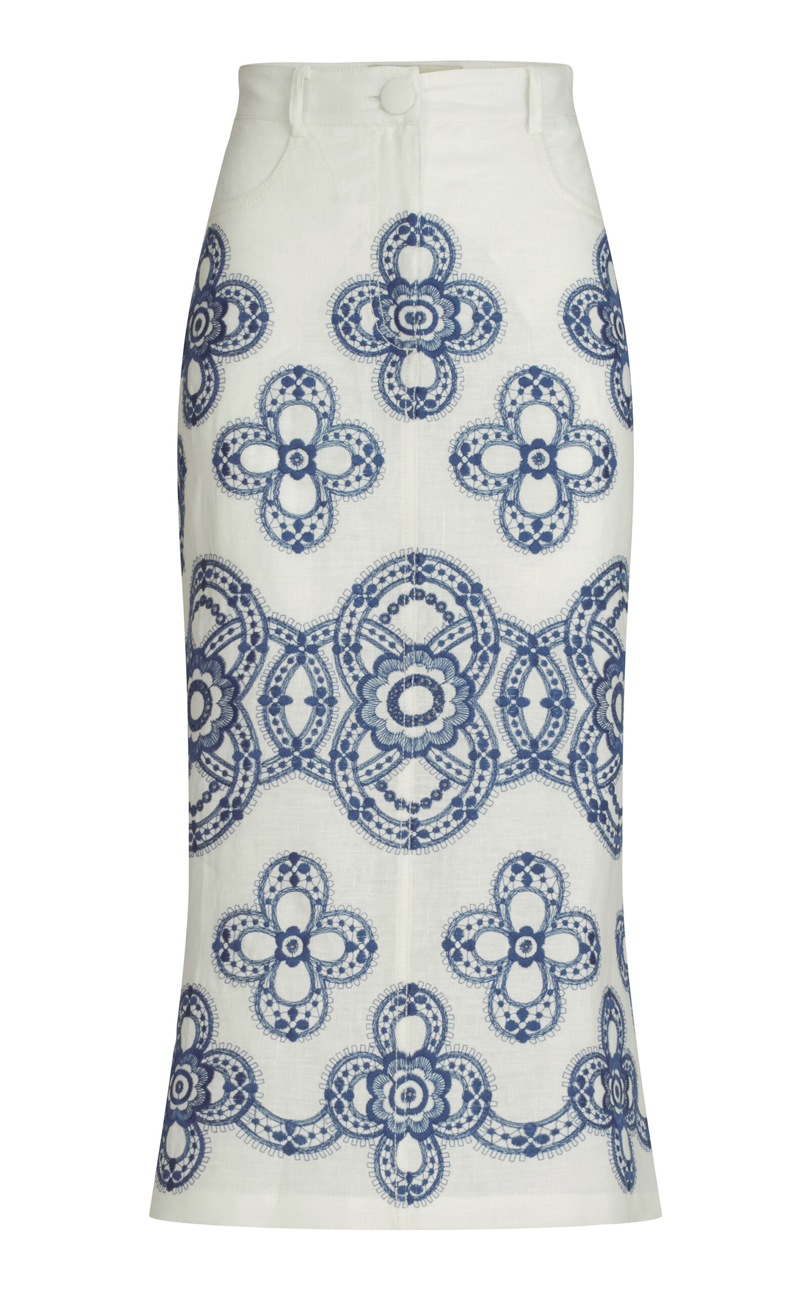 Silvia Tcherassi Layan Linen-Cotton Midi Skirt