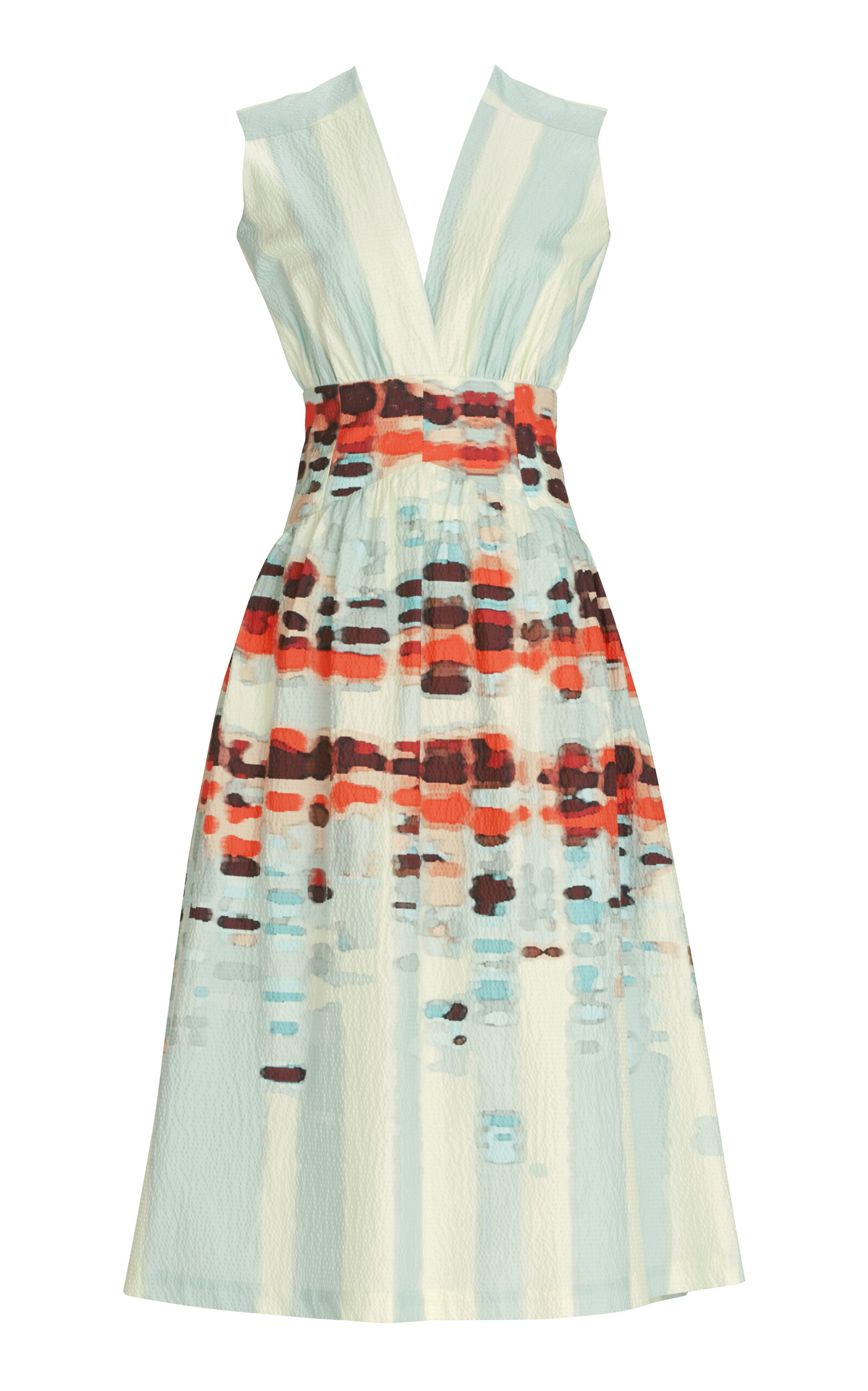 Silvia Tcherassi Jocelyn Sleeveless Cotton-stretch A-line Midi Dress In Multi