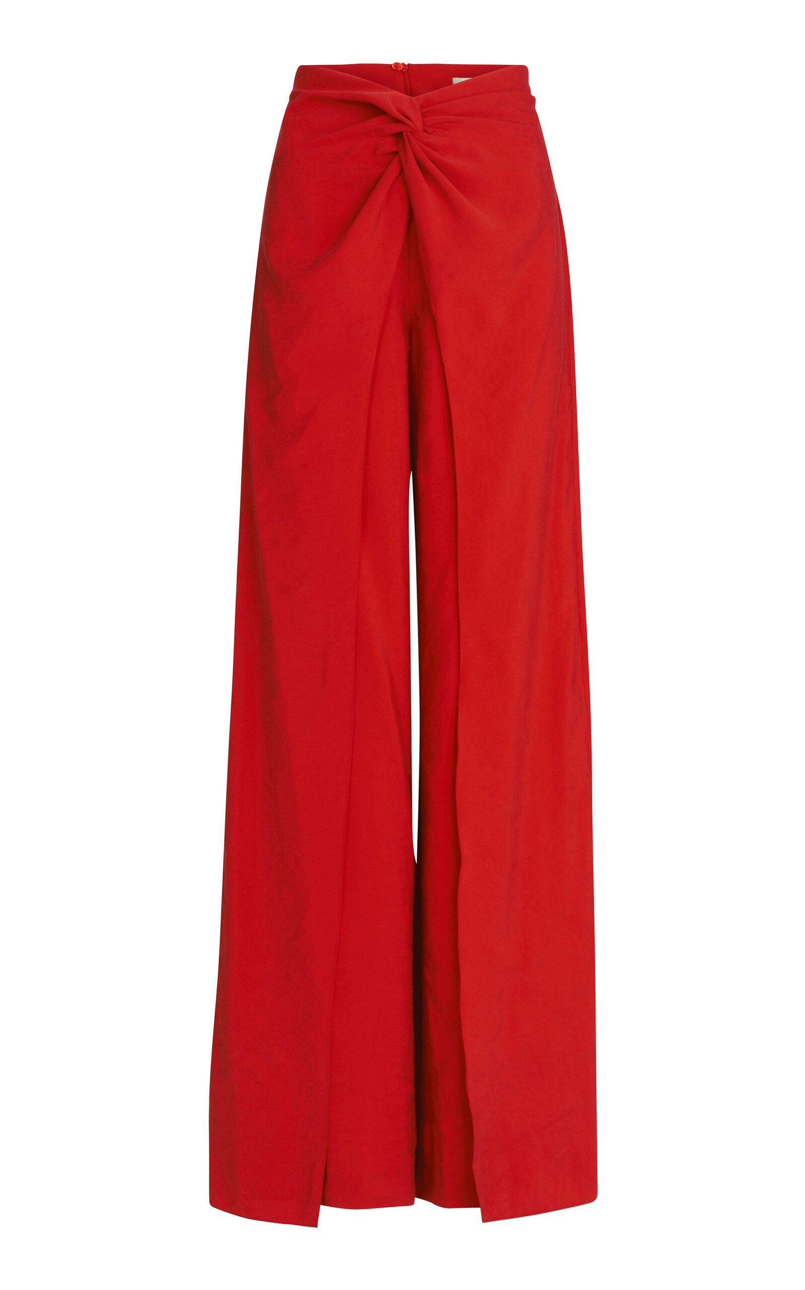 Silvia Tcherassi Canturipe Twisted Crepe Wide-Leg Pants - Red