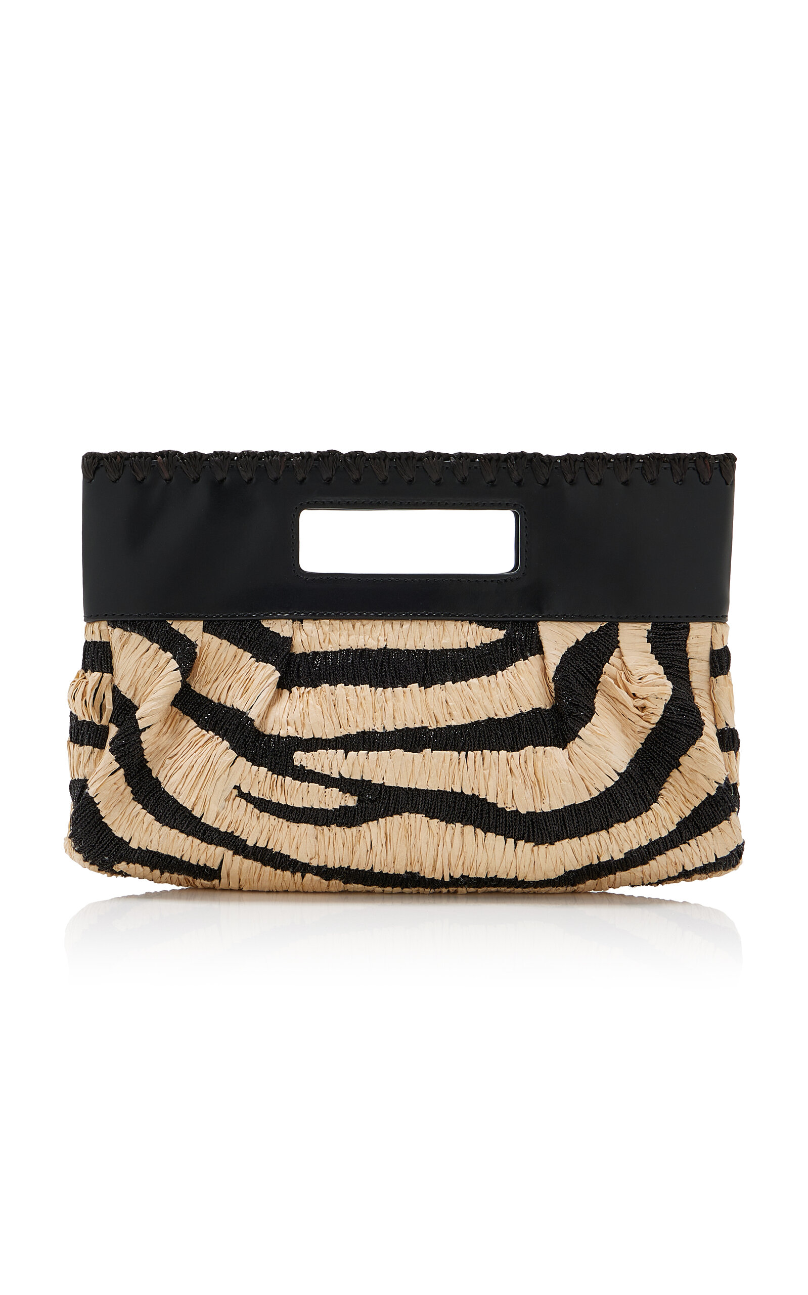 STAUD Lena Zebra Raffia Clutch