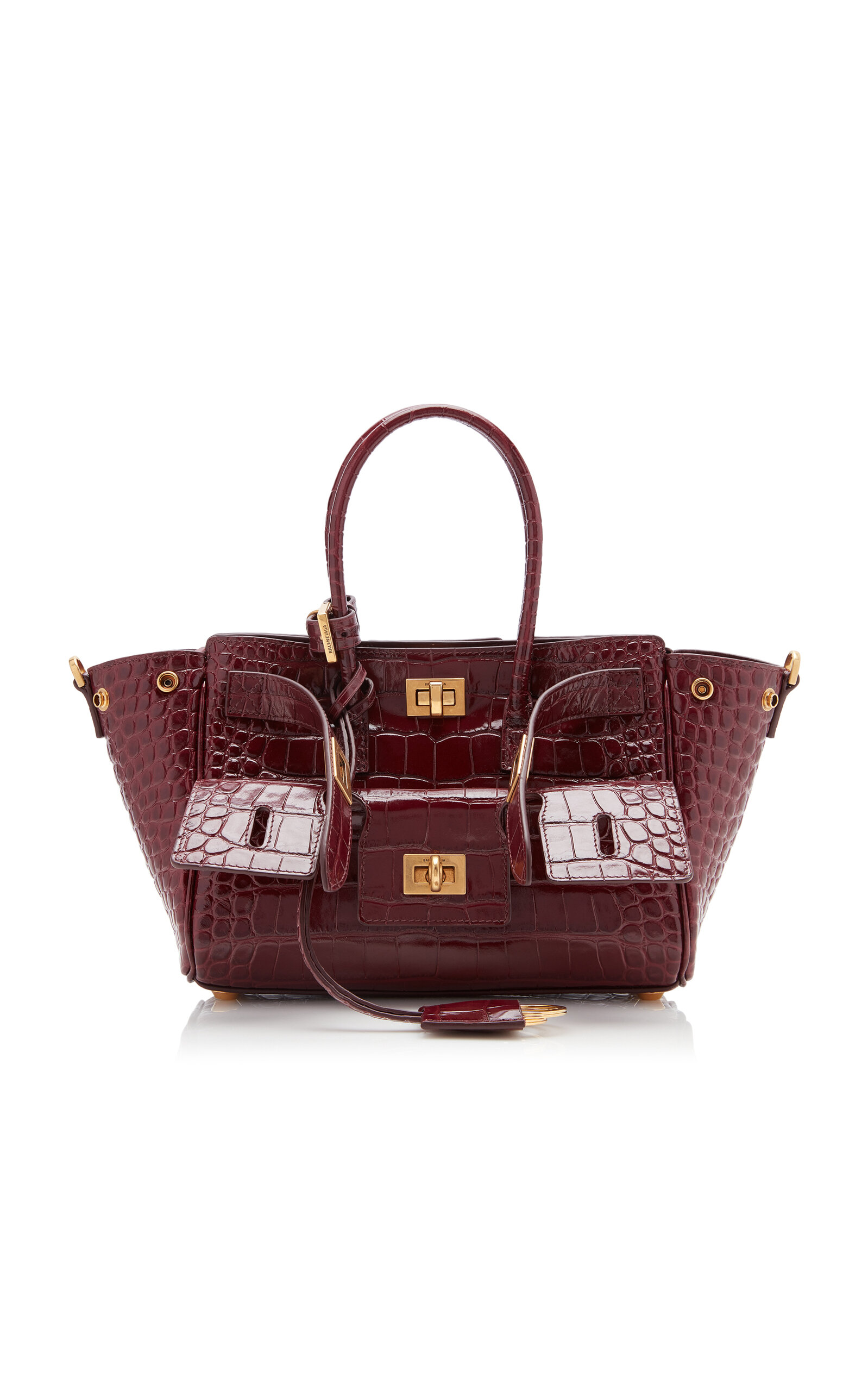 Balenciaga Bel Air Croc-Embossed Leather Carry-All Bag