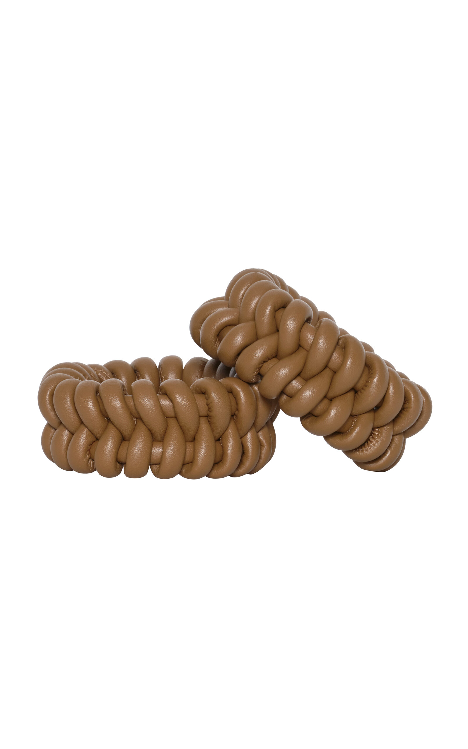 Johanna Ortiz Sculptural Monument Leather Bangle Set - Brown - OS - Moda Operandi