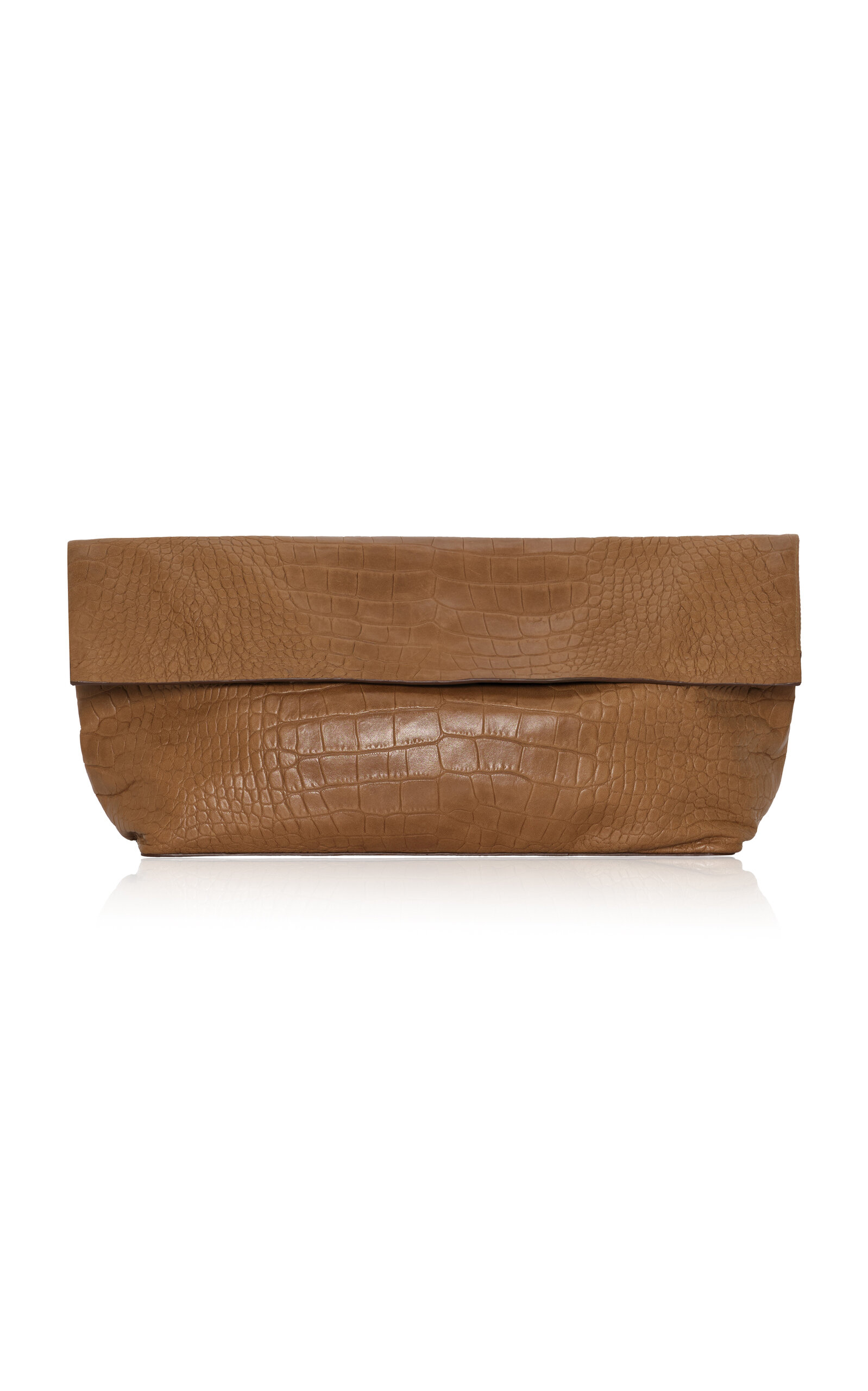 Johanna Ortiz Sultan Of Swing Croco-Embossed Leather Maxi Clutch - Brown - OS