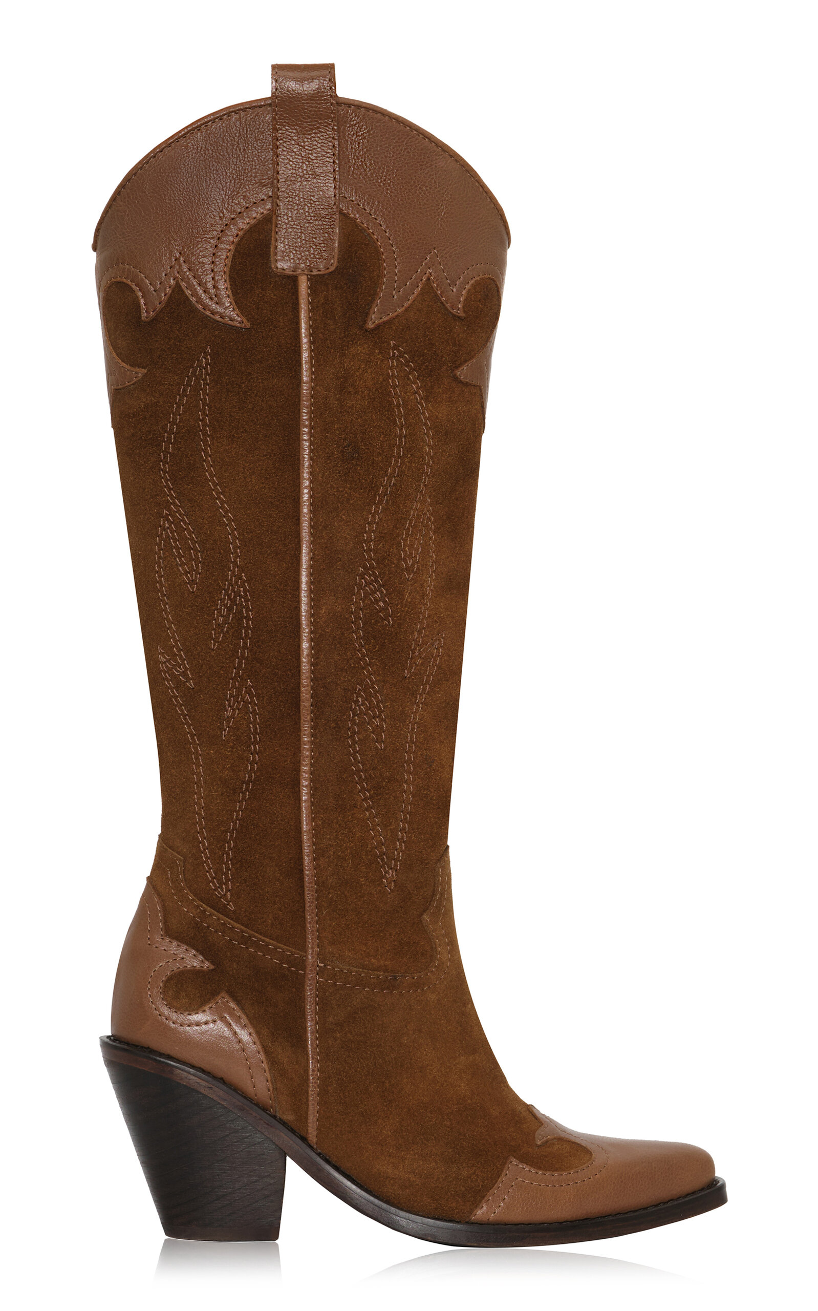 Shop Johanna Ortiz Western Legacy Suede Knee Boots In Brown