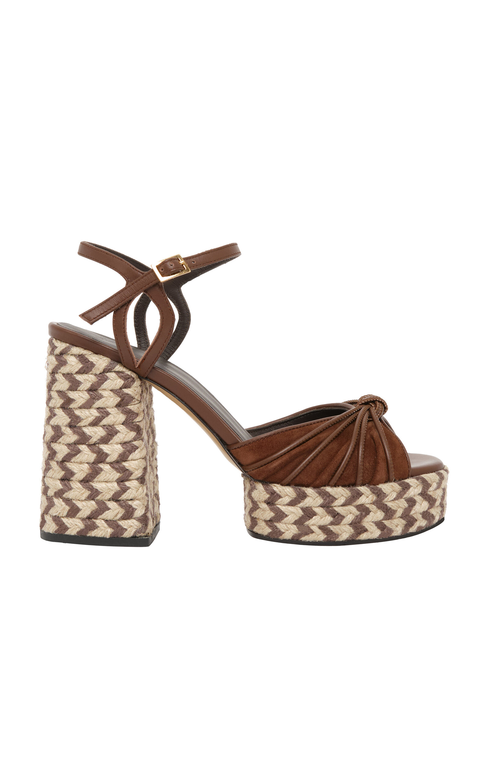 Johanna Ortiz Seville Rhythms Leather And Palm Platform Sandals In Brown