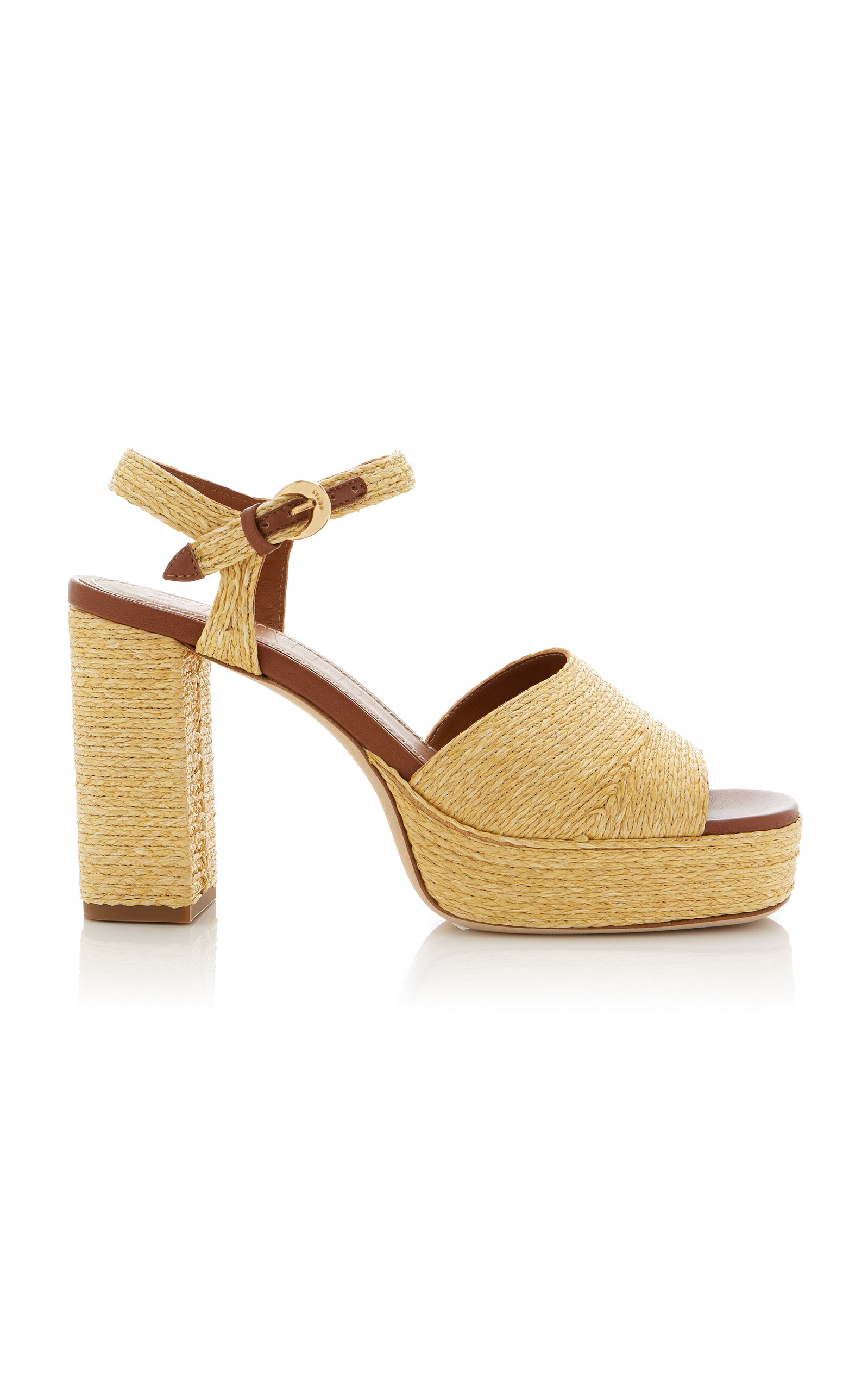 STAUD Jodie Platform Raffia Sandals