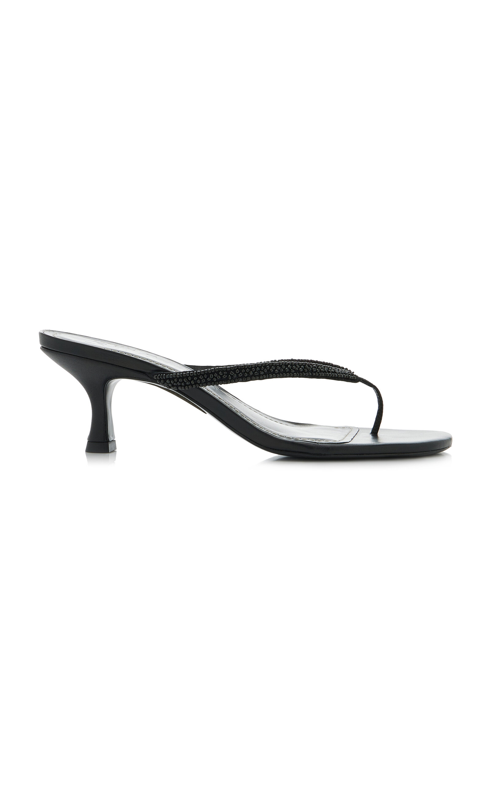 STAUD Freja Beaded Leather Thong Sandals - Moda Operandi