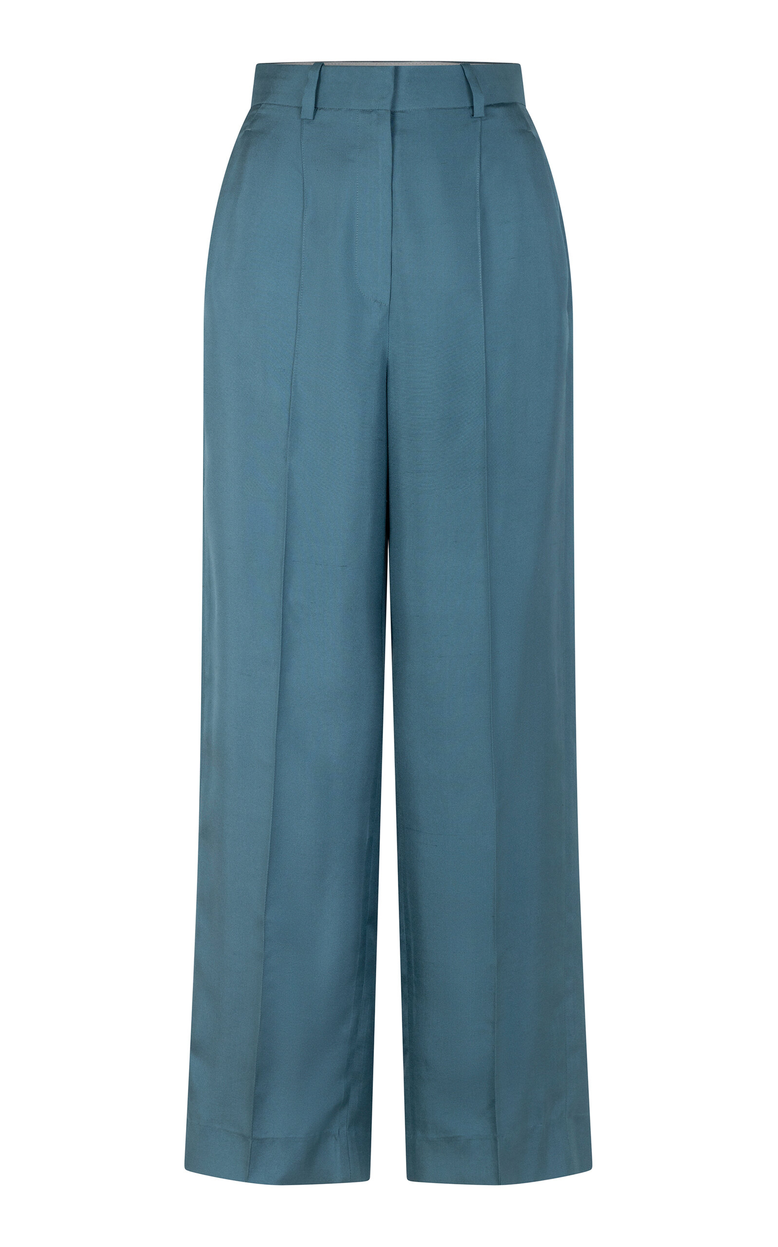Antonella Tailored Dupioni Silk Straight-Leg Pants