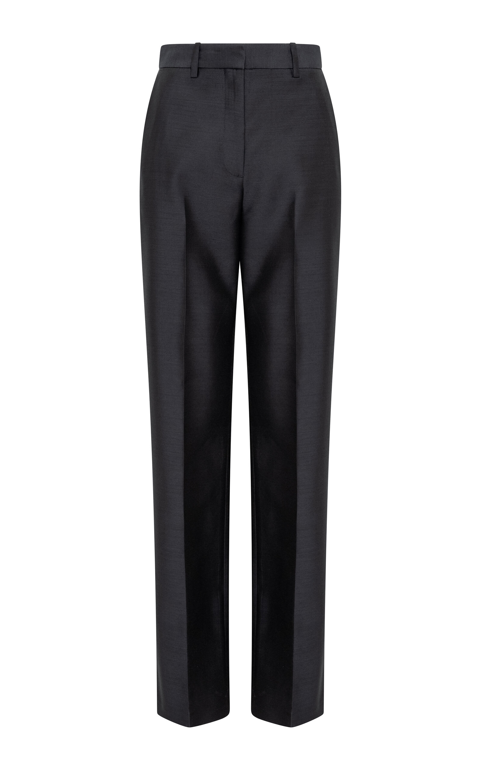 Heirlome Nova Wool-Silk Straight-Leg Pants - Black