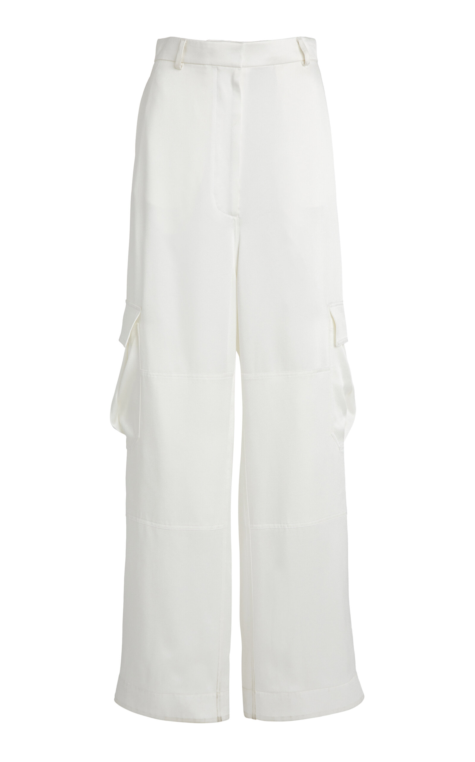 Stella Mccartney Mixed Poplin Satin Trouser In Neutral