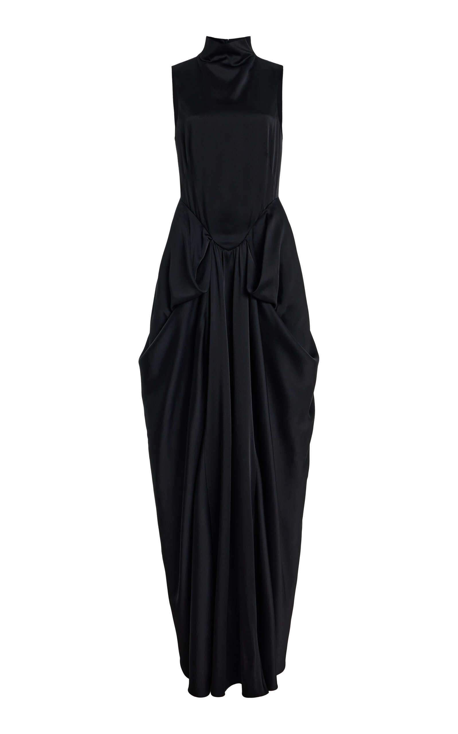 Stella Mccartney Draped Satin Gown In Black