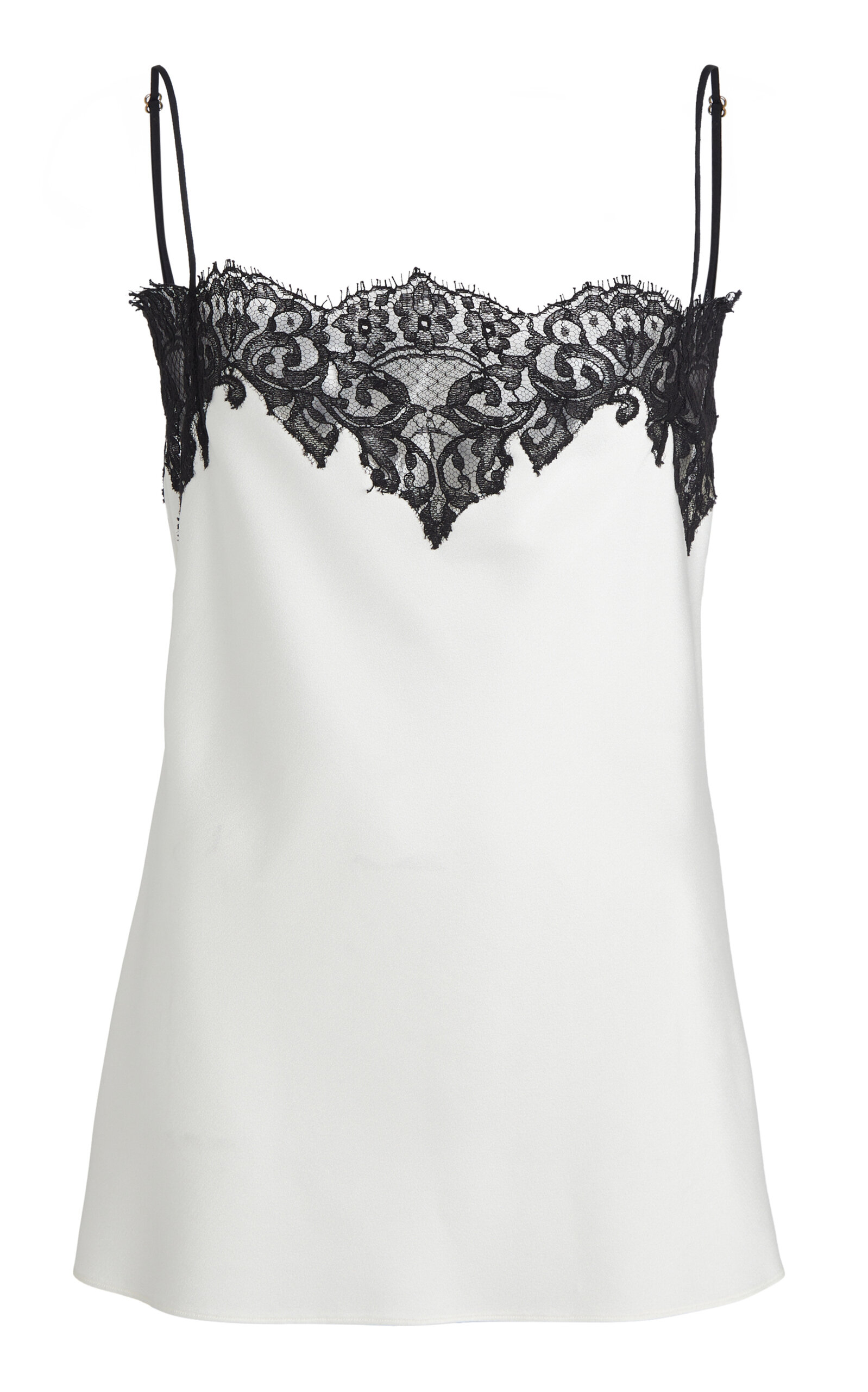 Stella Mccartney Satin Contrast Lace Top In Neutral