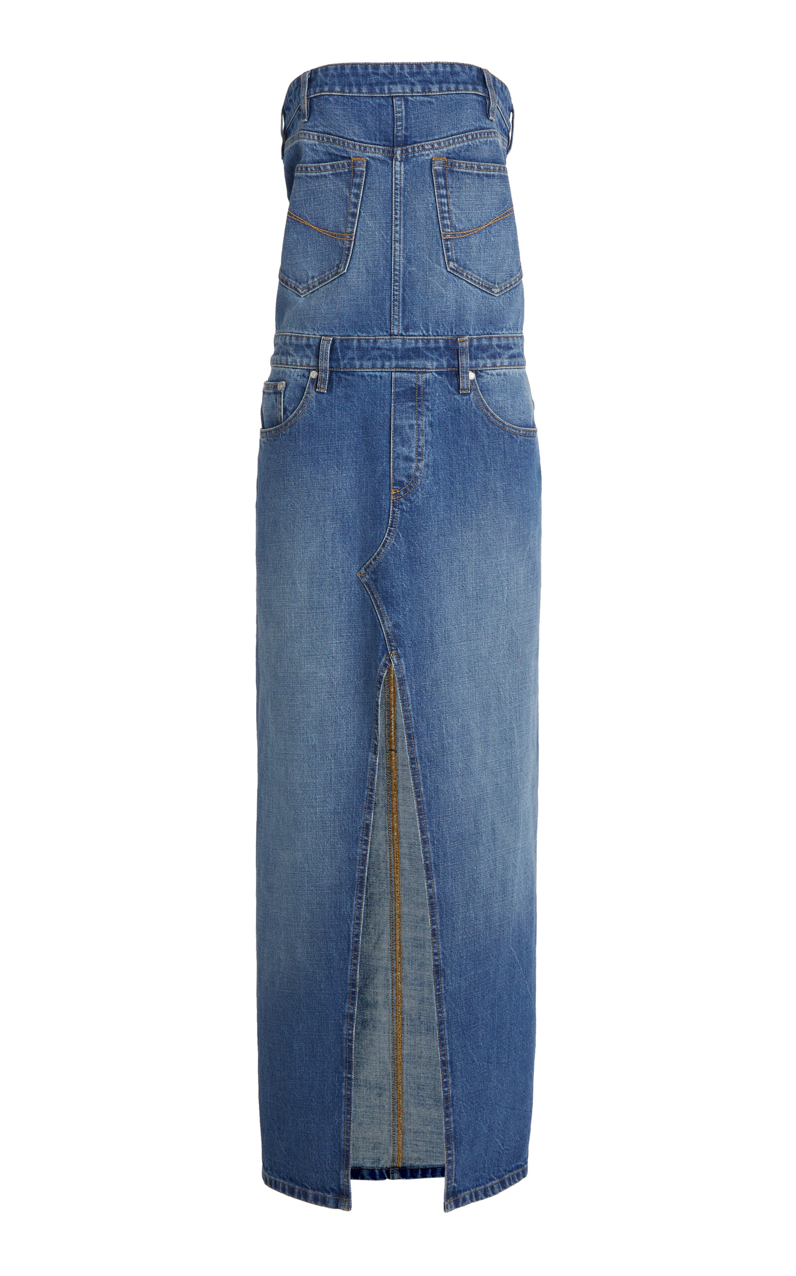 STELLA MCCARTNEY DENIM STRAPLESS MAXI DRESS