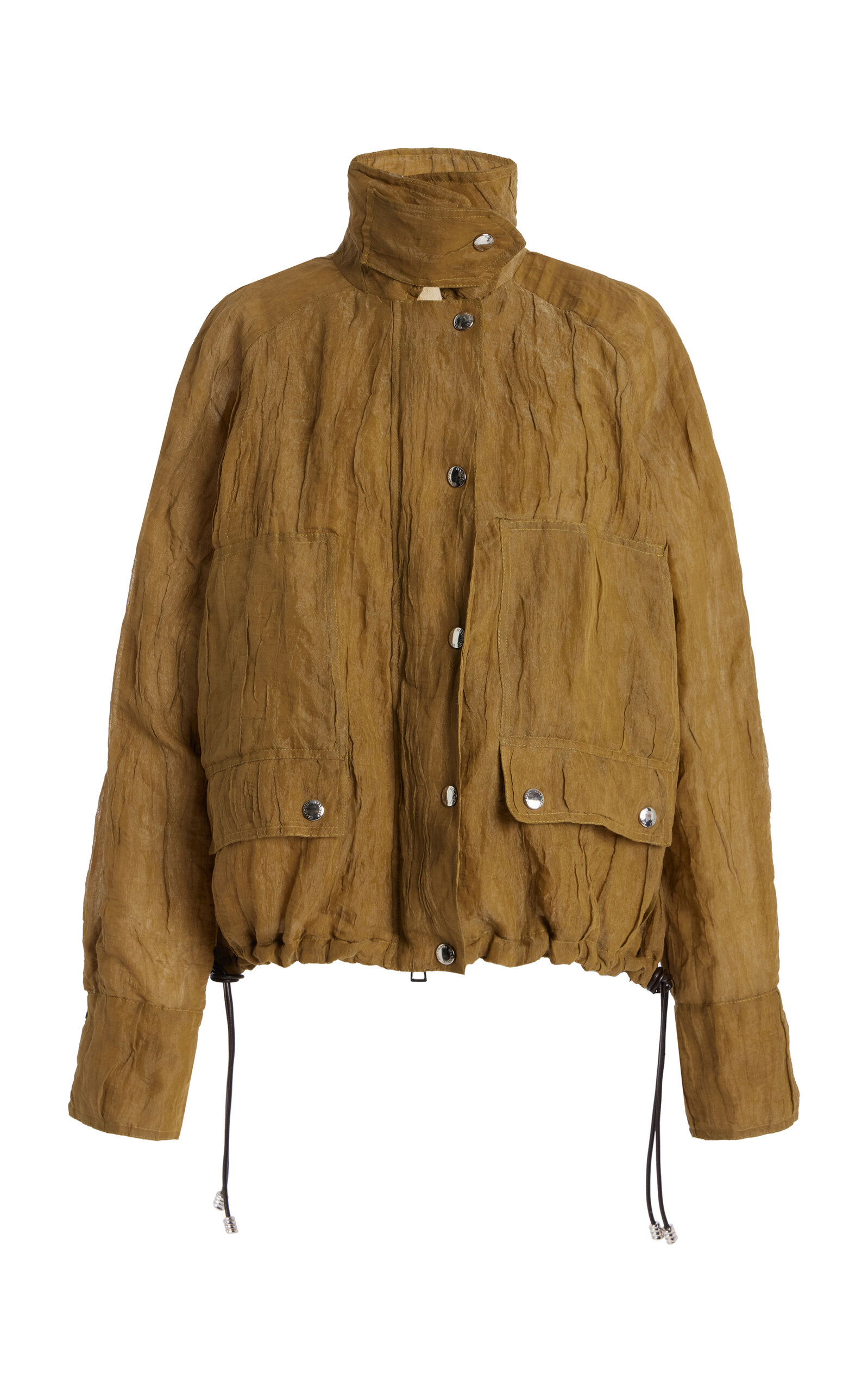 Brandon Maxwell The Harper Metallic Organza Balloon Jacket - Tan