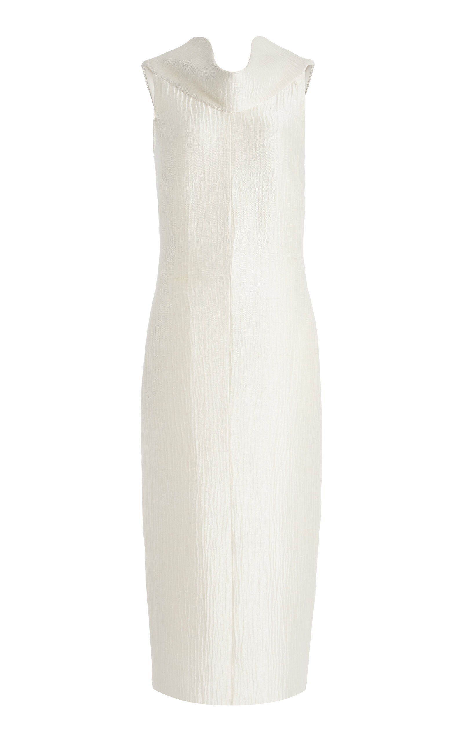 Brandon Maxwell The Blair Pleated Sponge Silk Midi Dress In Off-white