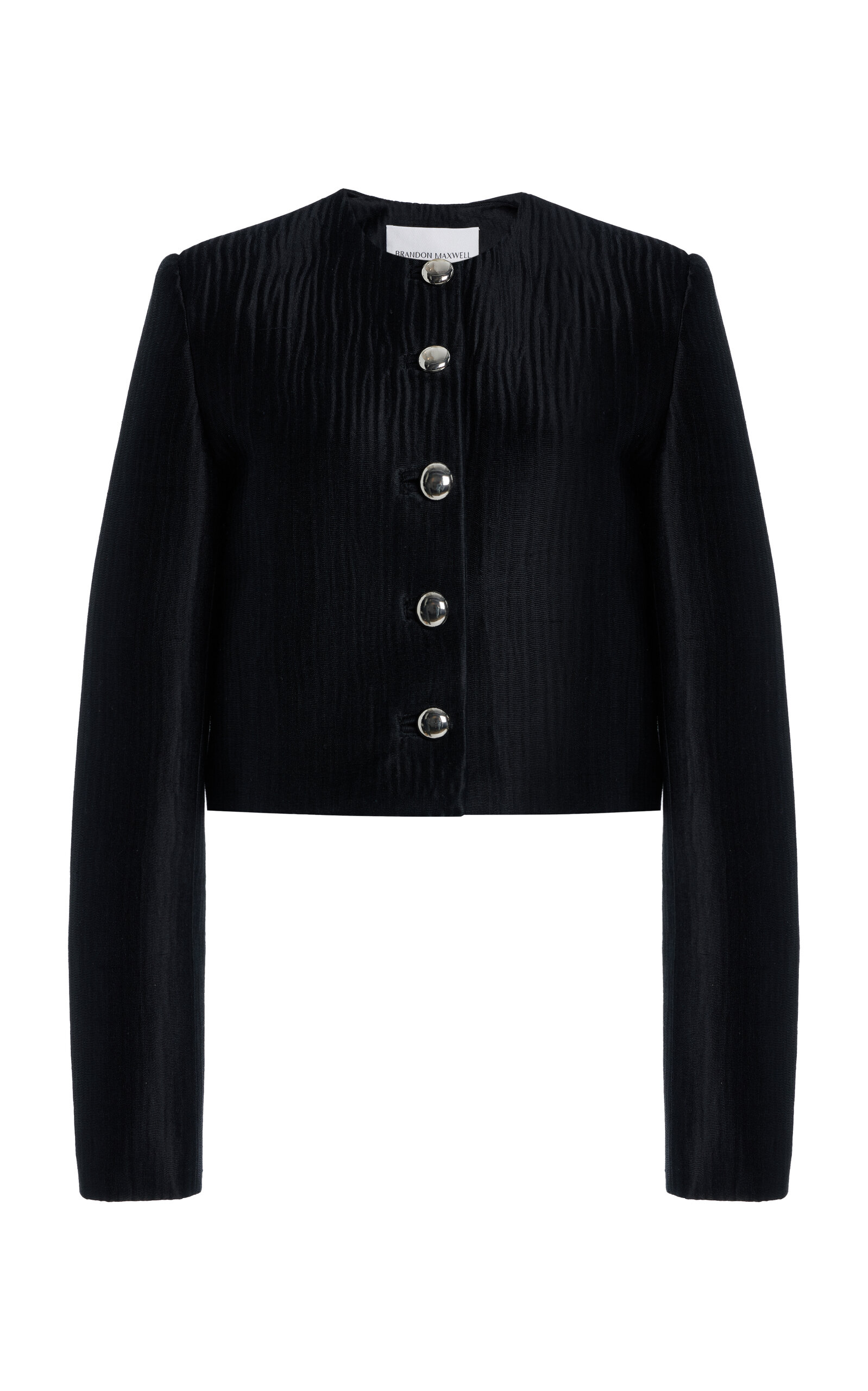 Brandon Maxwell The Eloise Pleated Sponge Silk Jacket In Black