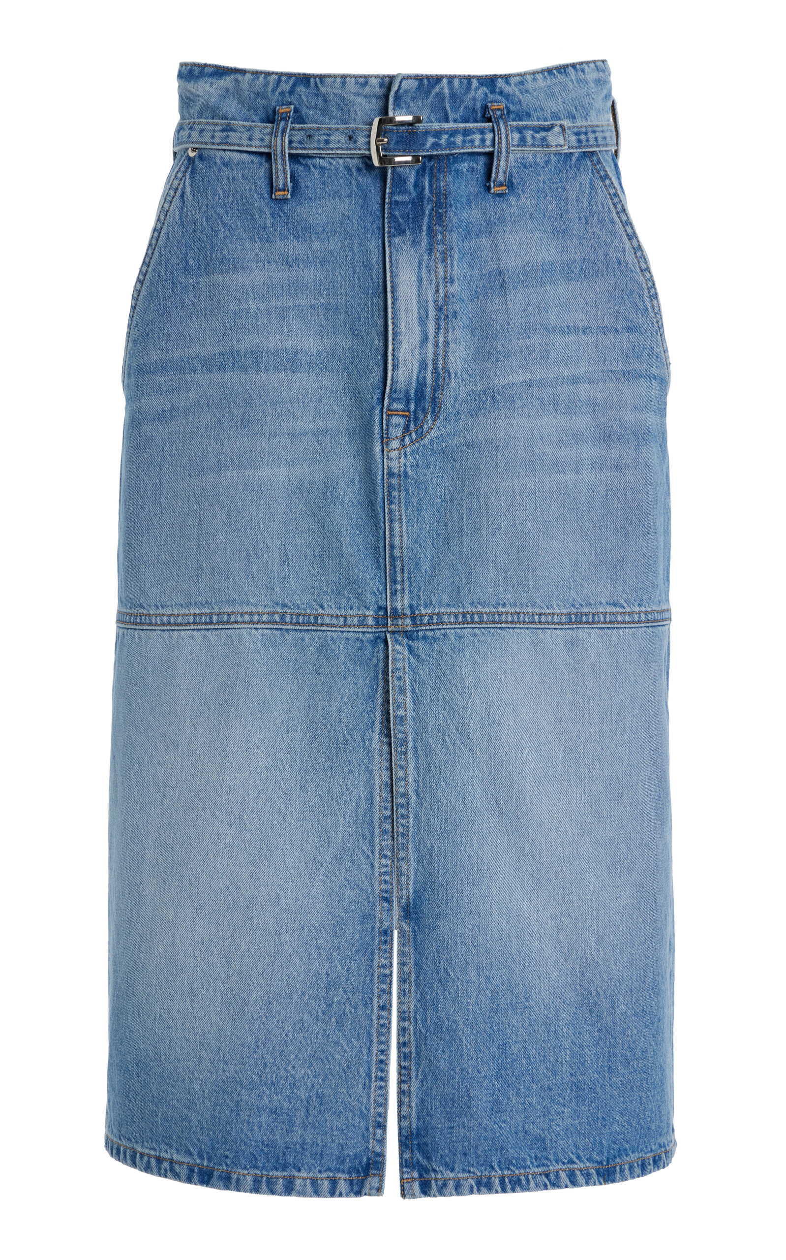 BRANDON MAXWELL THE CECILIA DENIM MIDI SKIRT