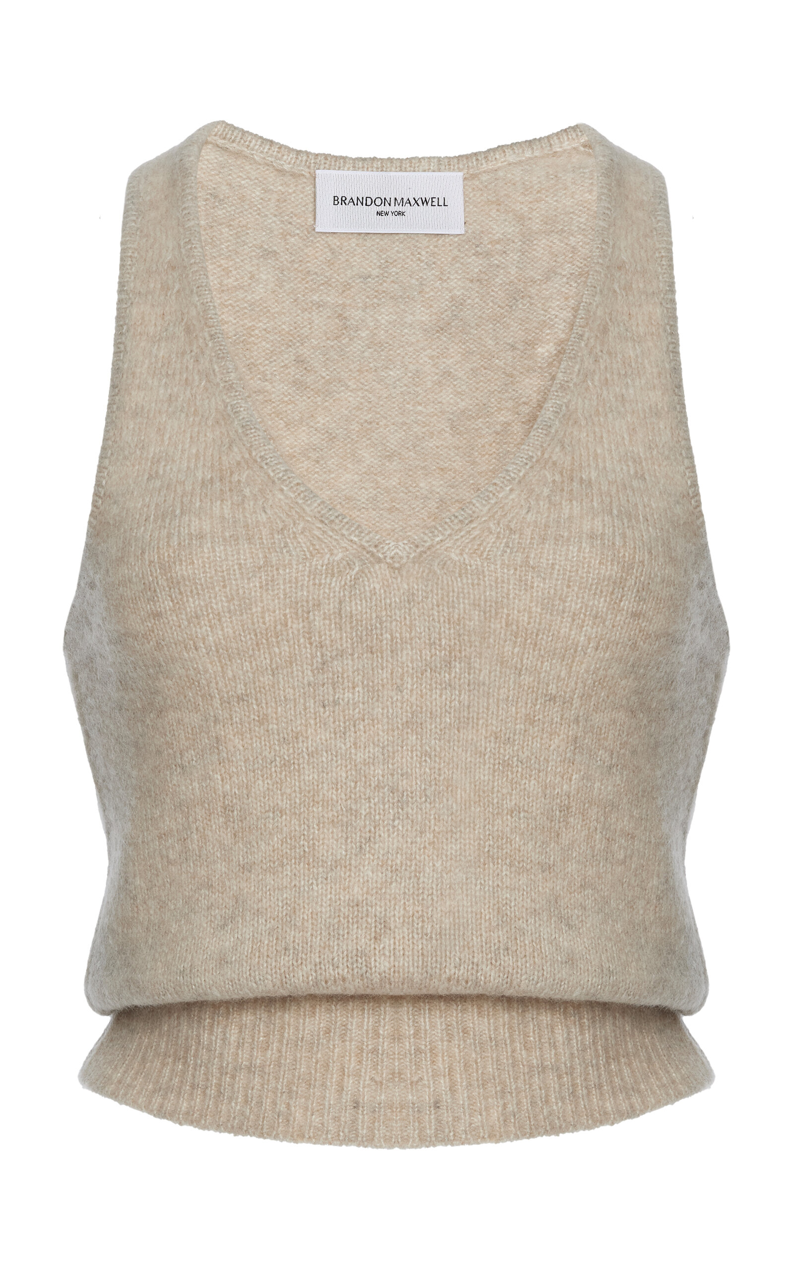 Brandon Maxwell The Reese Cashmere-Silk Tank Top - Taupe